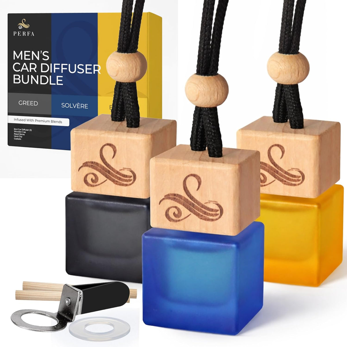 Car Air Freshener for Men - 3 Scents Inspired Perfume Diffuser by Perfa