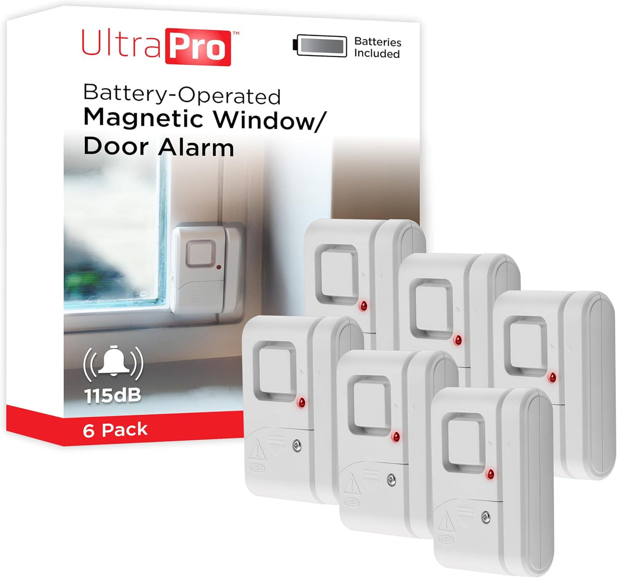 Ultrapro Personal Security Window and Door Alarm, 6 Pack, Wireless Chime