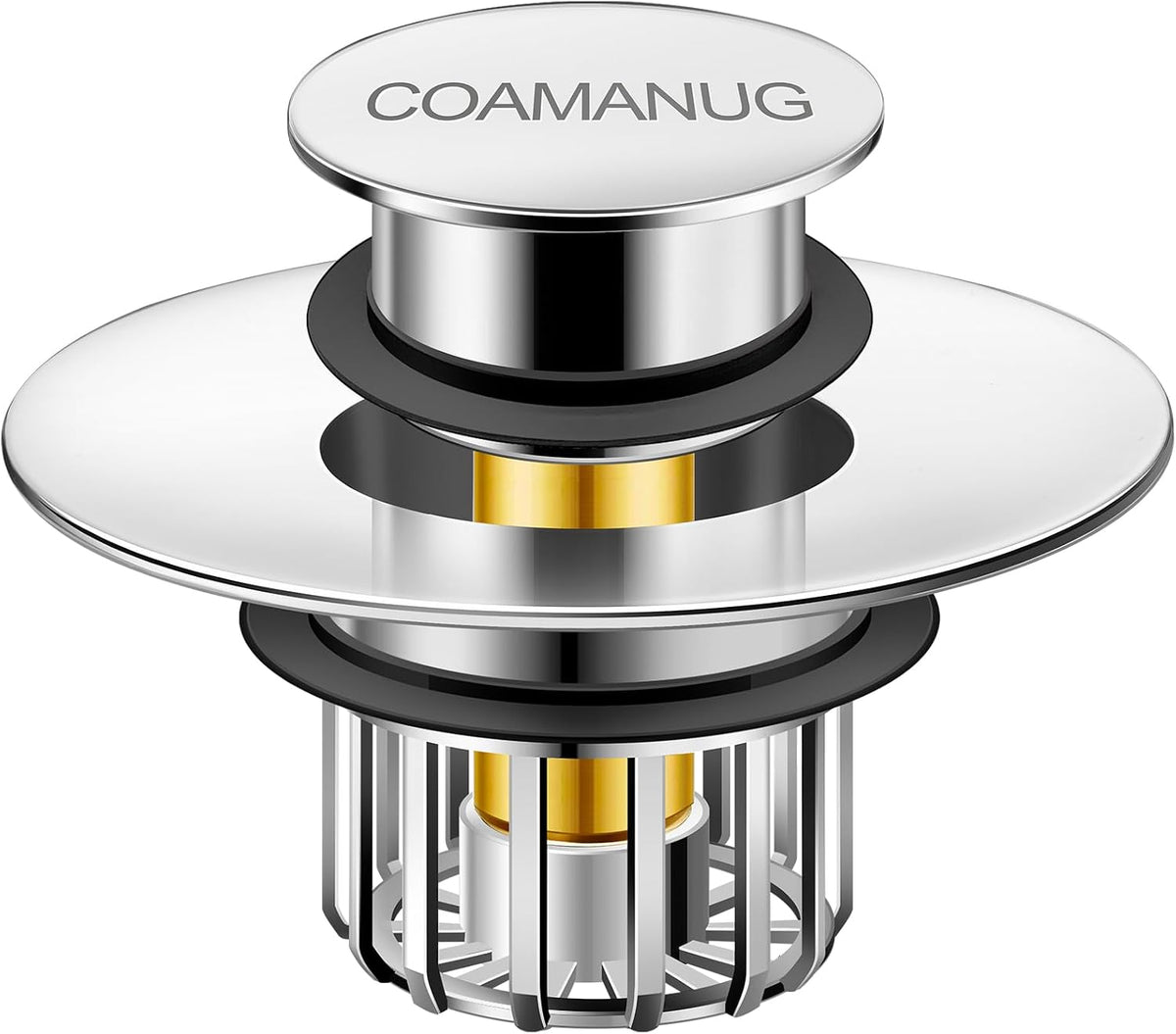 Coamanug Bathtub Stopper | Shower Drain Hair Catcher, Pop-Up Tub Stopper with Strainer | Bathroom Drain Plug | Drain Protector for 1-1/2 to 1-3/4"" Bath Drain Hole