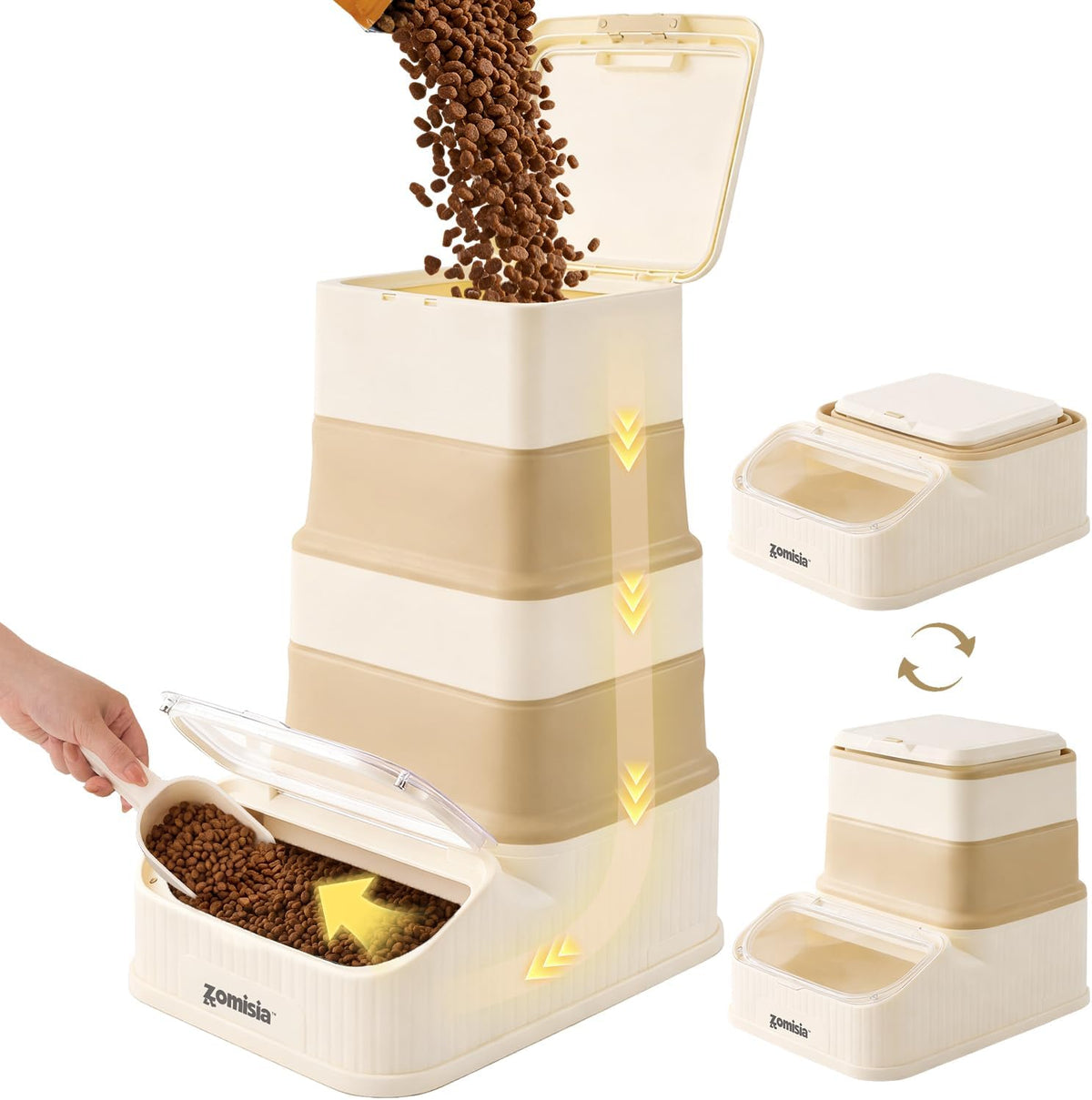 ZOMISIA 30-40Lbs First-In, First-Out Collapsible Dog Food Storage Container