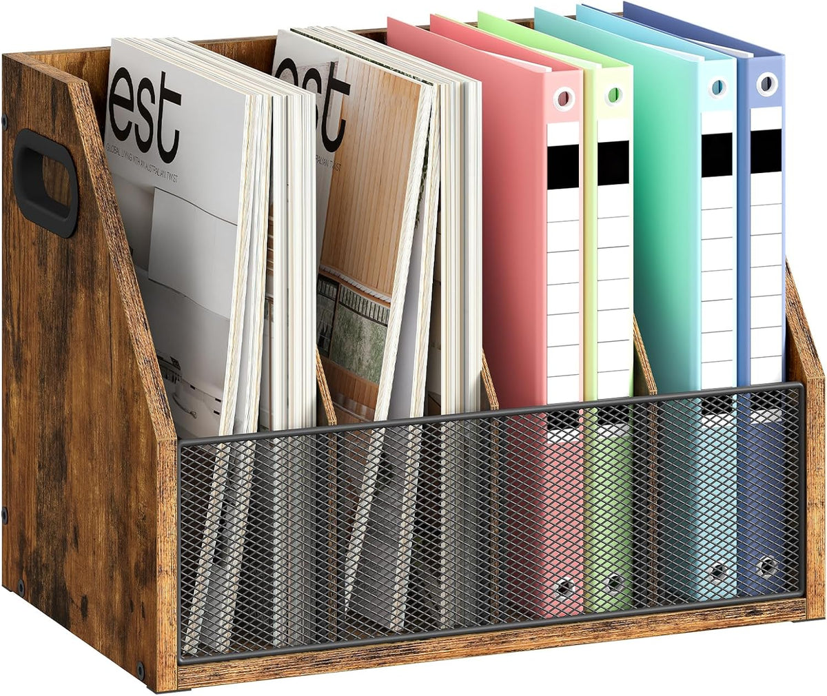 Wooden Desktop File Organizer with Removable Dividers