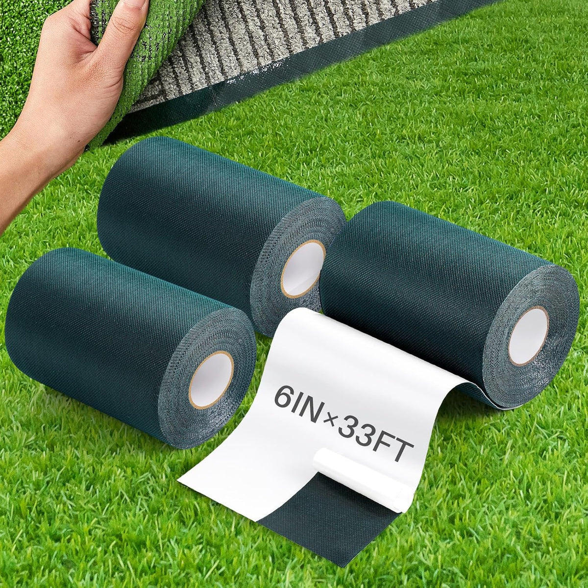 Gersoniel 3 Rolls Turf Tape 6 in X 33 Ft Artificial Grass Seam Tape