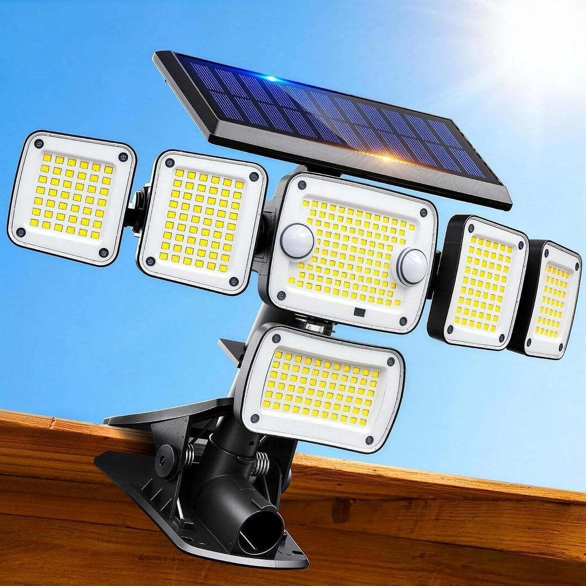 Solar Flood Lights Outdoor,5000Lm Clip on Solar Lights with Motion Sensor