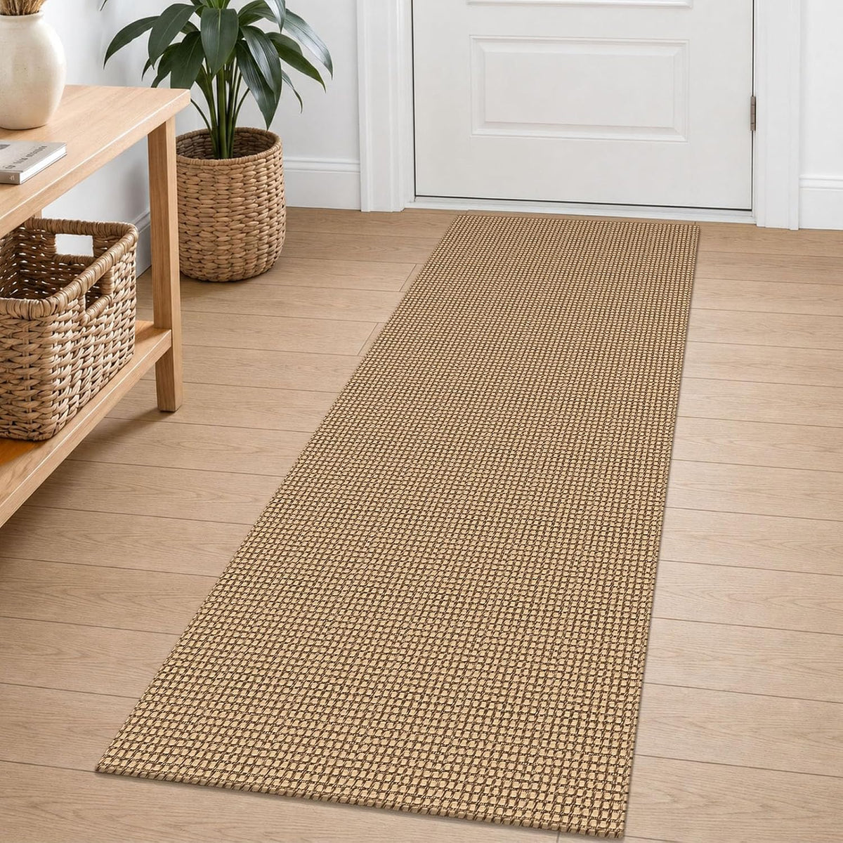 EARTHALL Woven Runner Rug 2X5 Ft Washable Runners for Hallways Cotton Non Slip Rubber Backed Kitchen Runner Braided Indoor Floor Carpet for Entryway, Hallway, Kitchen, Bedroom, Orange/Tan/Brown