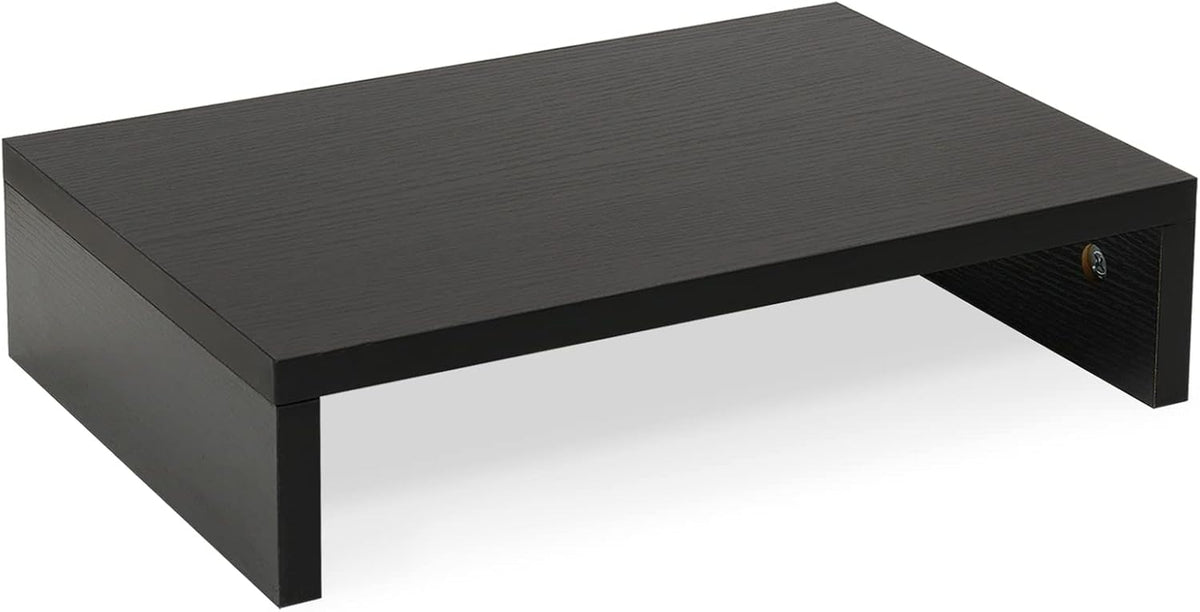 TEAMIX Black Monitor Stand Riser, Wood Desk Organizer for Laptop & Computer