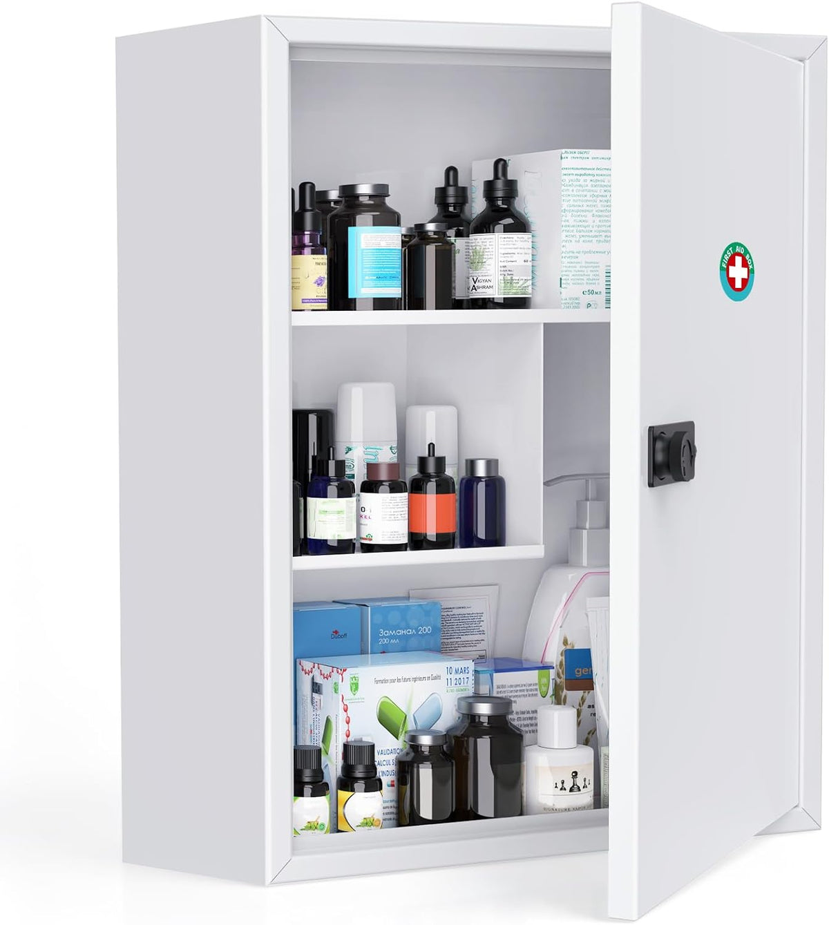 Uniclife Locking Medicine Cabinet, Medication Lock Cabinet with Code