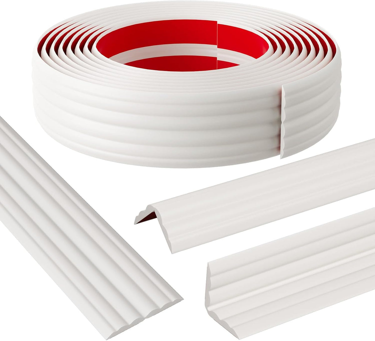 Elvone Wall Corner Protector Molding Trim, 1.6 in X 20 Ft, White