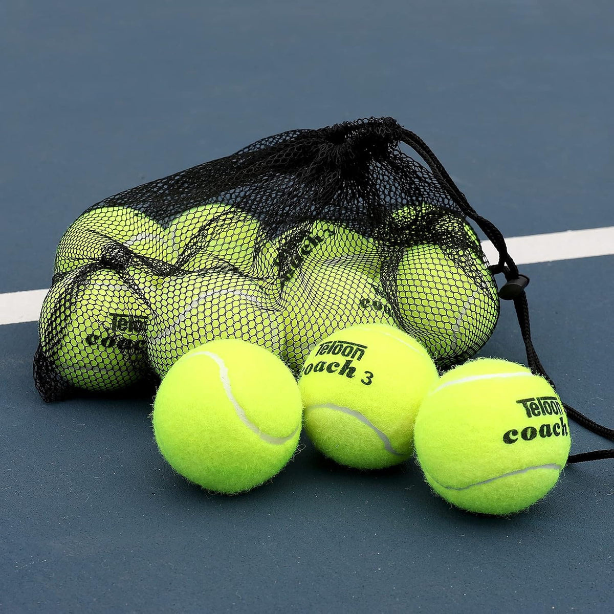 Teloon Pressure Training Tennis Balls-12 or 18 Count-Mesh Carry Bag,4 Colors Available,Pressureless Training Exercise Tennis Balls for Beginners.