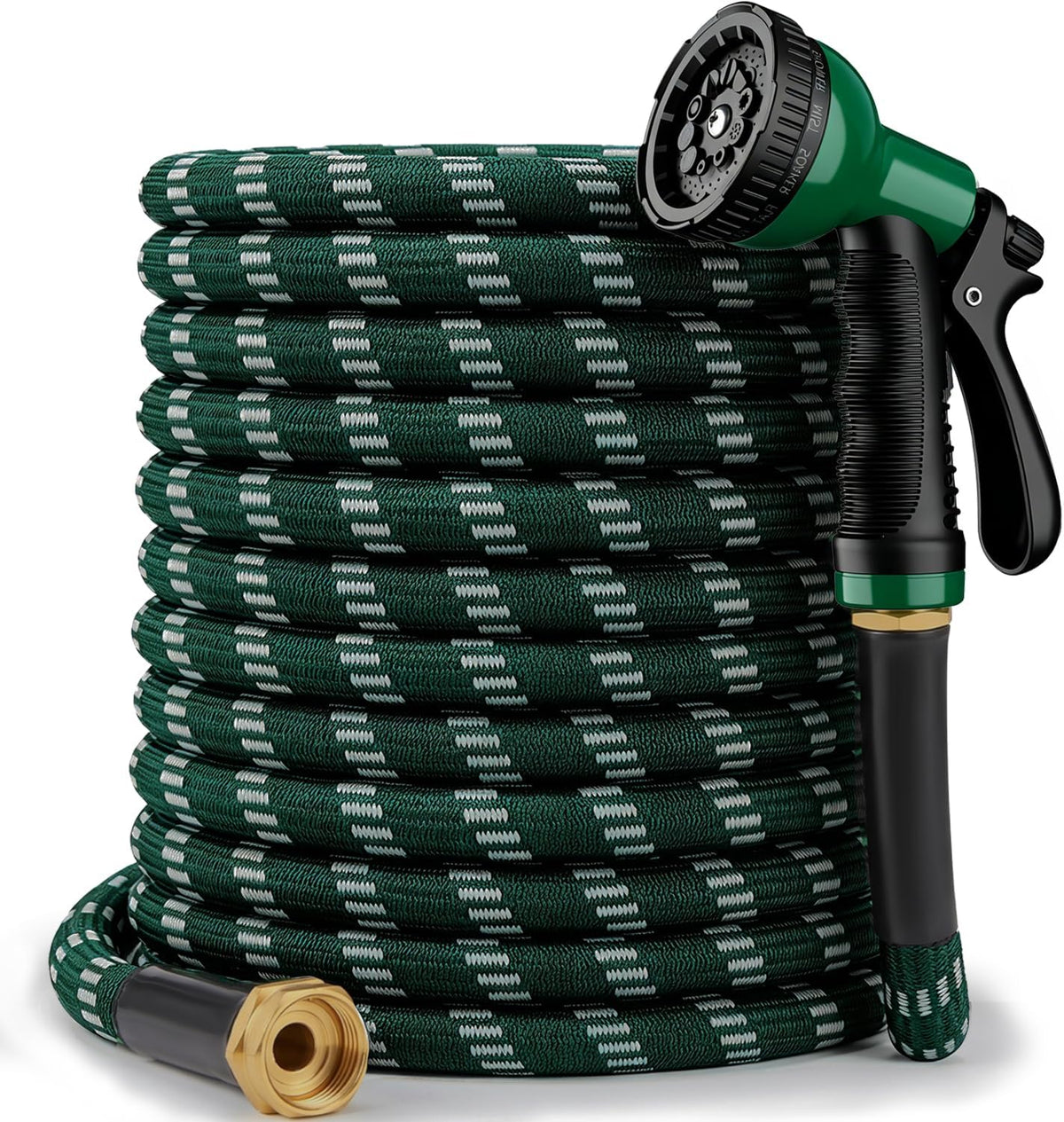 Garden Hose 100 Ft, 2026 Upgraded Kink Free Flexible Water Hose 100Ft with 10 Pattern Spray Nozzle, Leak-Proof, Portable, Ultra Lightweight & Durable Garden Hose for Yard, Lawn, Outdoor (Darkgreen)