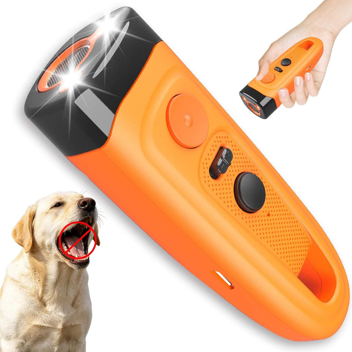Dog Bark Deterrent Device, Ultrasonic anti Barking Tool for Dogs, Humane Dog Training Tool with LED Flashlight & Beep Mode, Rechargeable Bark Control Trainer Indoor Outdoor, Neighbor Barking