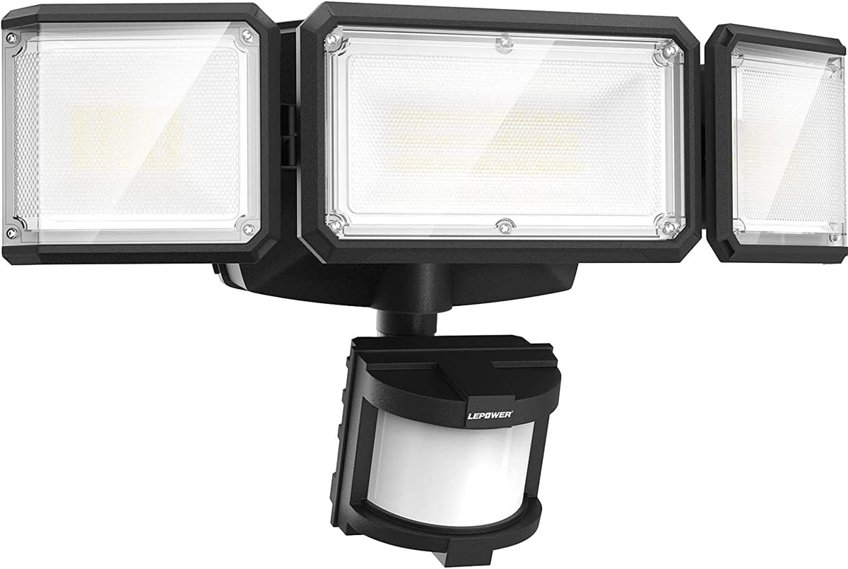 LEPOWER 1500LM Battery Powered Outdoor LED Flood Light with Motion Sensor