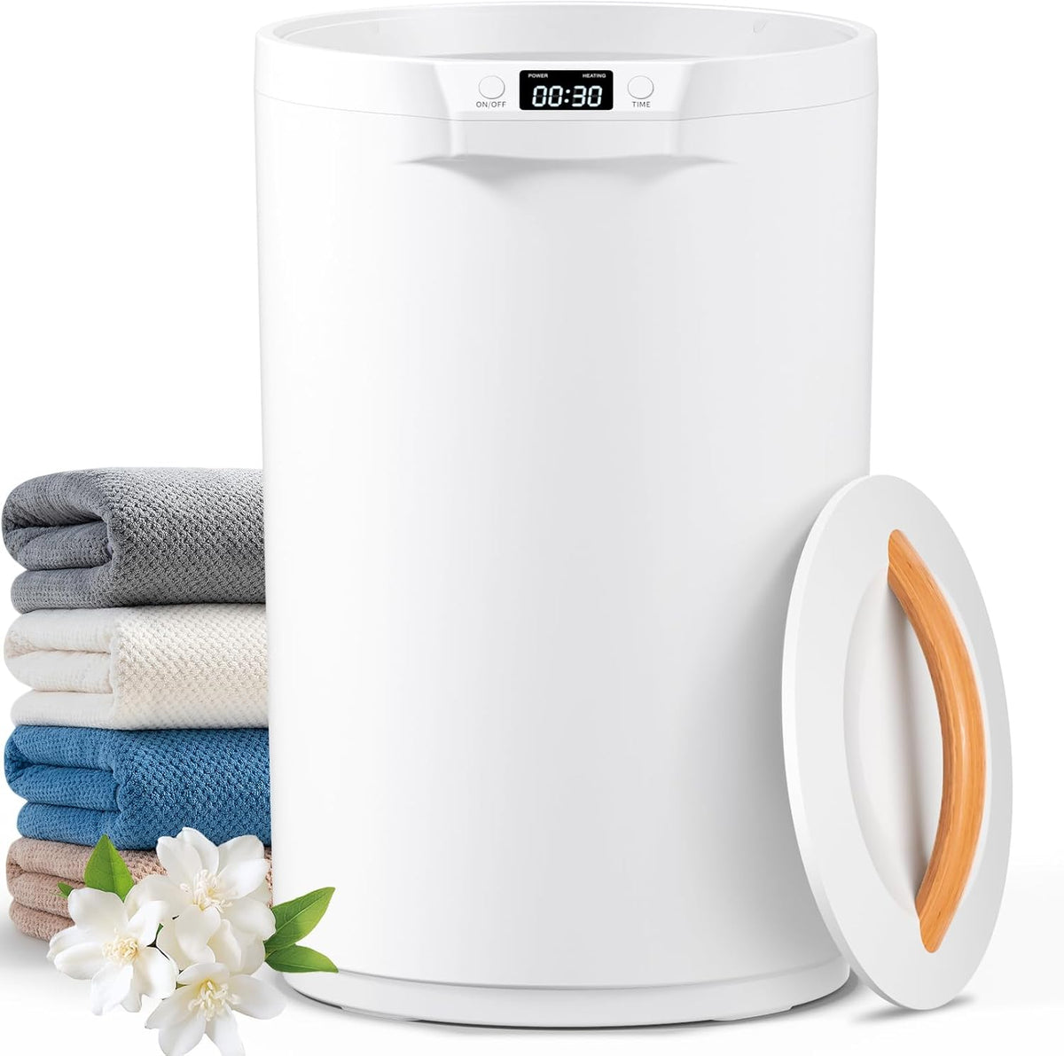 Towel Warmer, 20L Large Towel Warmers for Bathroom, Towel Bucket Fits up Two 40"X70" Oversized Towels, Bathrobes, Blankets, Towel Heater with LCD, 4 Timer Setting and Auto Shut Off(White)