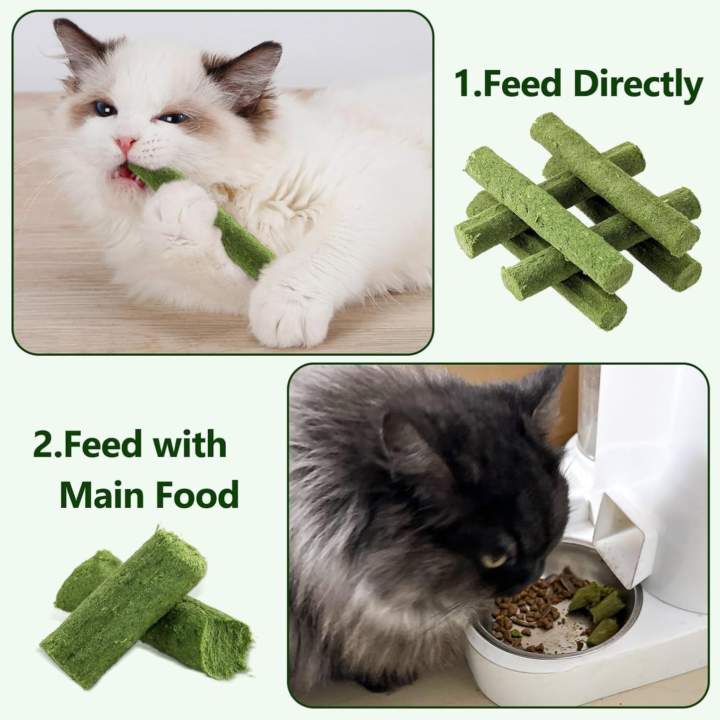 30G Cat Grass Sticks, Delicious Cat Grass Teething Stick Edible Cats Chew Toy Cat Treats Snack for Teeth Cleaning and Hairball Removal