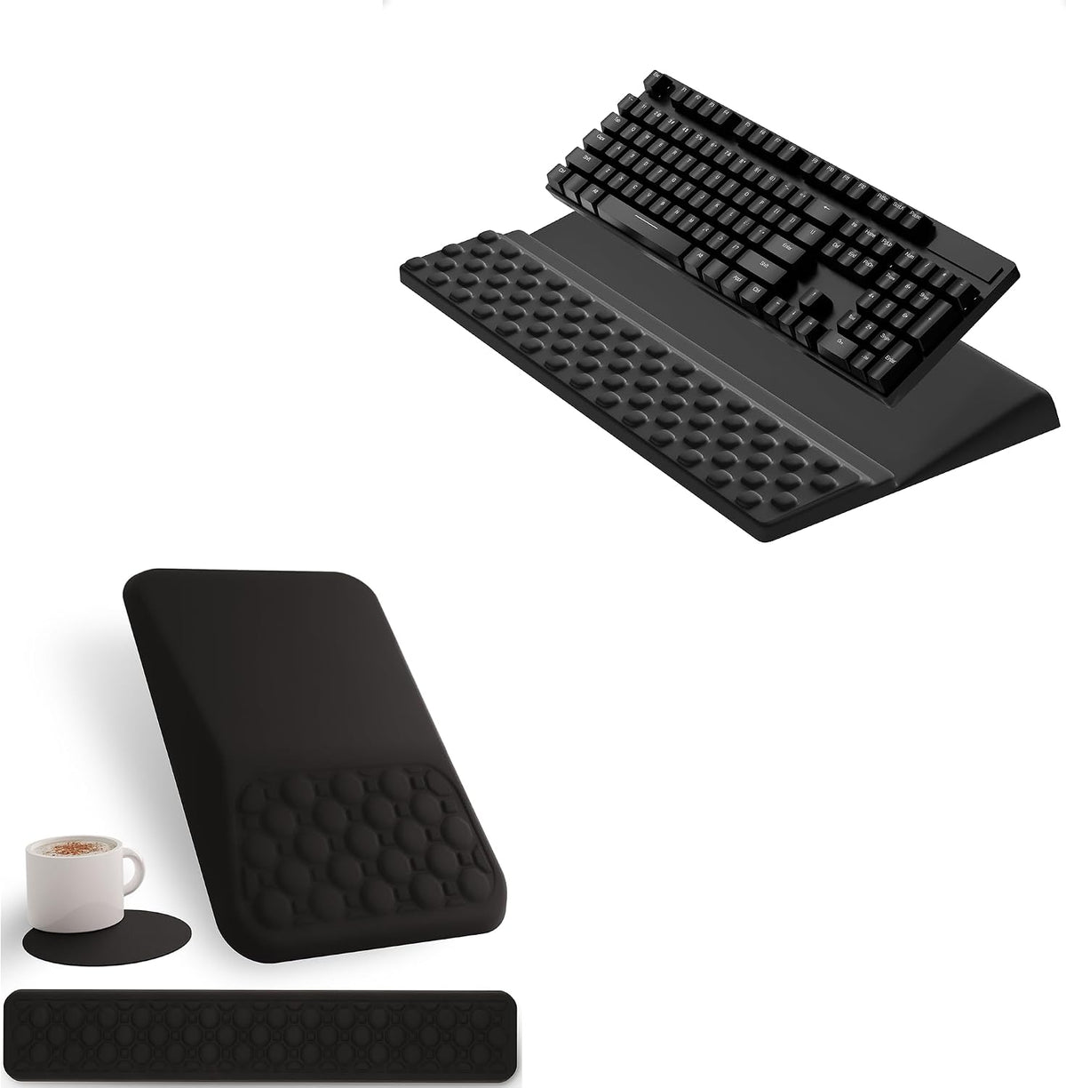 Ospelelf Ergonomic Wrist Support for Keyboard, Keyboard Stand with Wrist Rest, Comfortable Memory Foam, Black