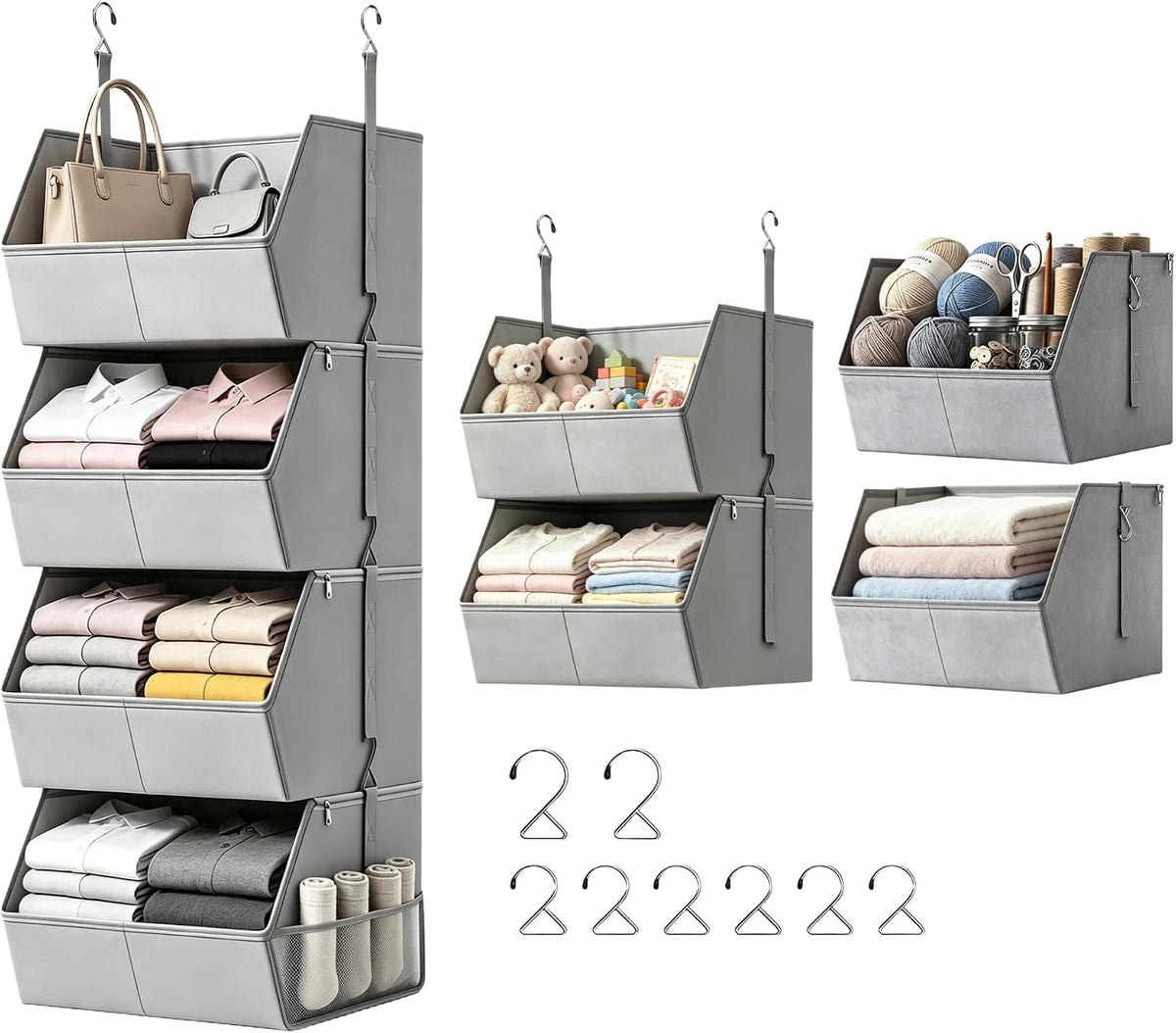 Hanging Closet Organizer 4 Tier, Hanging Shelves for Closet