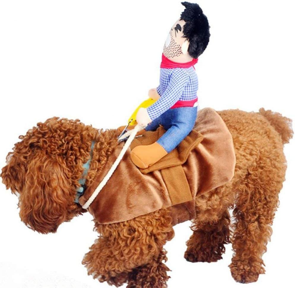 Cowboy Rider Dog Costume for Dogs Outfit Knight Style with Hat Pet Costume for Halloween Day (Medium)