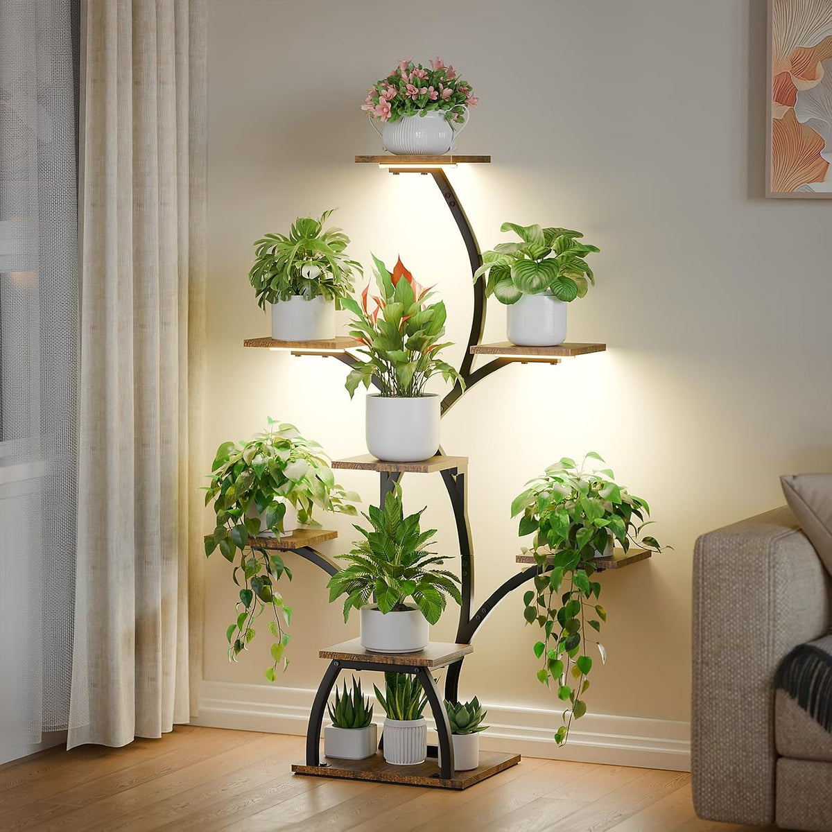 CODACE Plant Stand with Grow Lights - 50" Indoor Plant Shelf