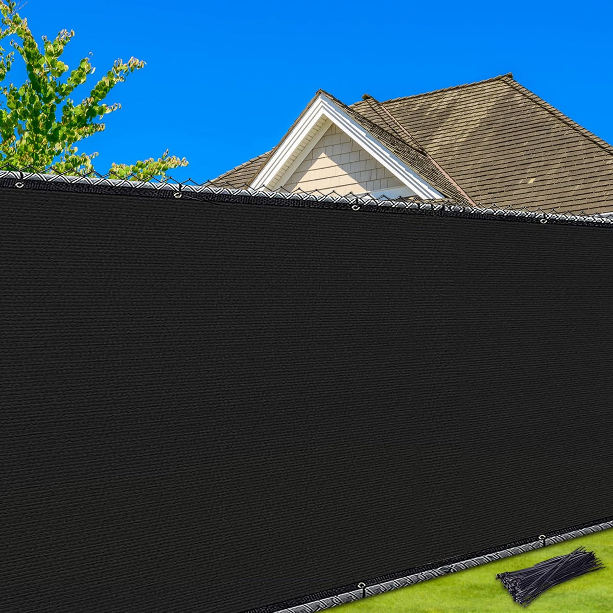 NEXCOVER Privacy Fence – 5' X 50' Heavy Duty Privacy Screen with Bindings & Brass Grommets, Commercial & Residential Fence Privacy Screen for Garden Yard Windscreen Wall Backyard. Black