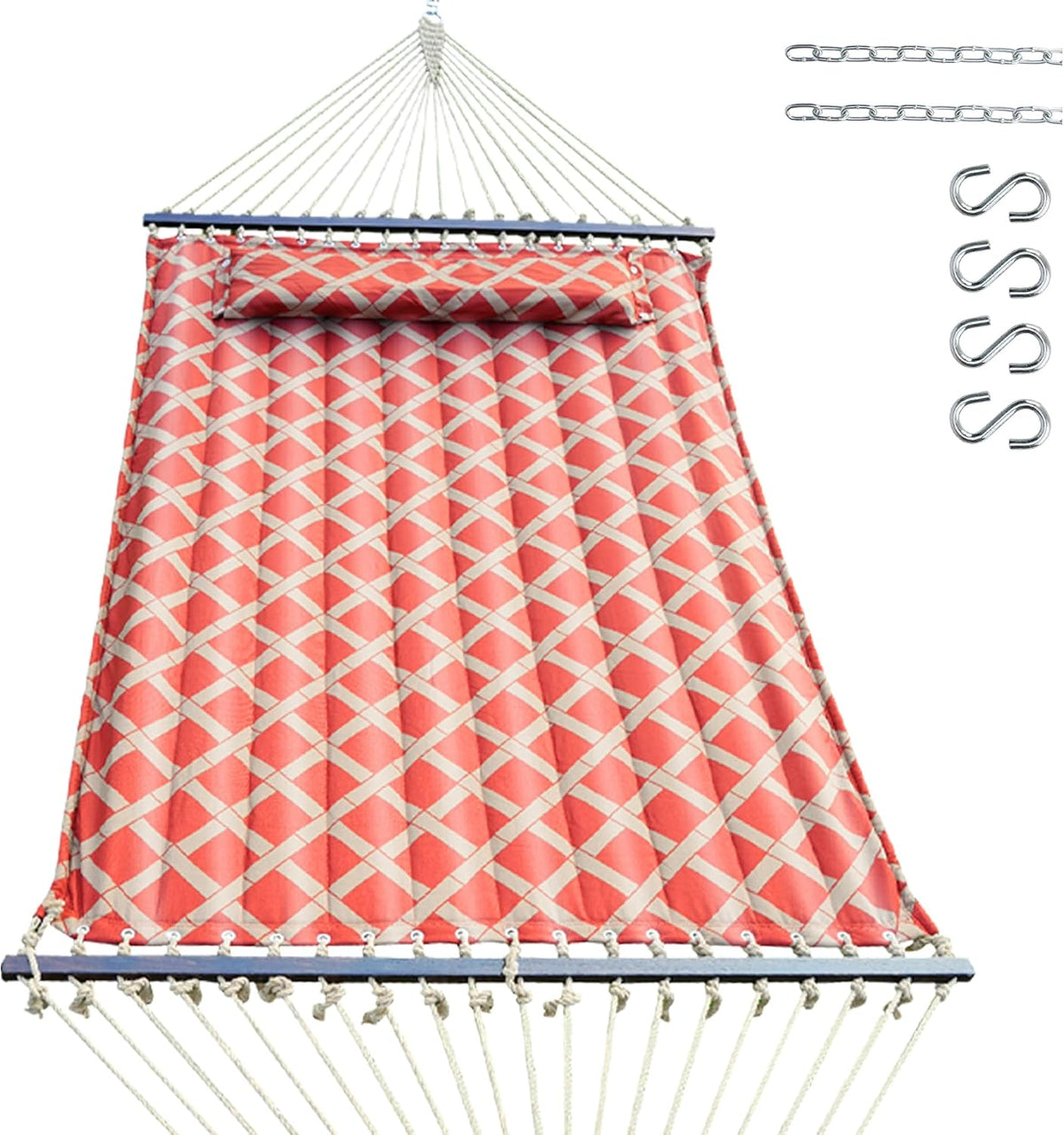 Quilted Double Hammock, Non-Fading Fabric, 600‑LBS Capacity