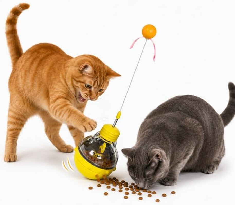 'Interactive Cat Treat Dispensing Toy, Wobble Puzzle Feeder, Slow Feeder for Indoor Cats, Adjustable Treat Dispenser for Mental Stimulation and Enrichment