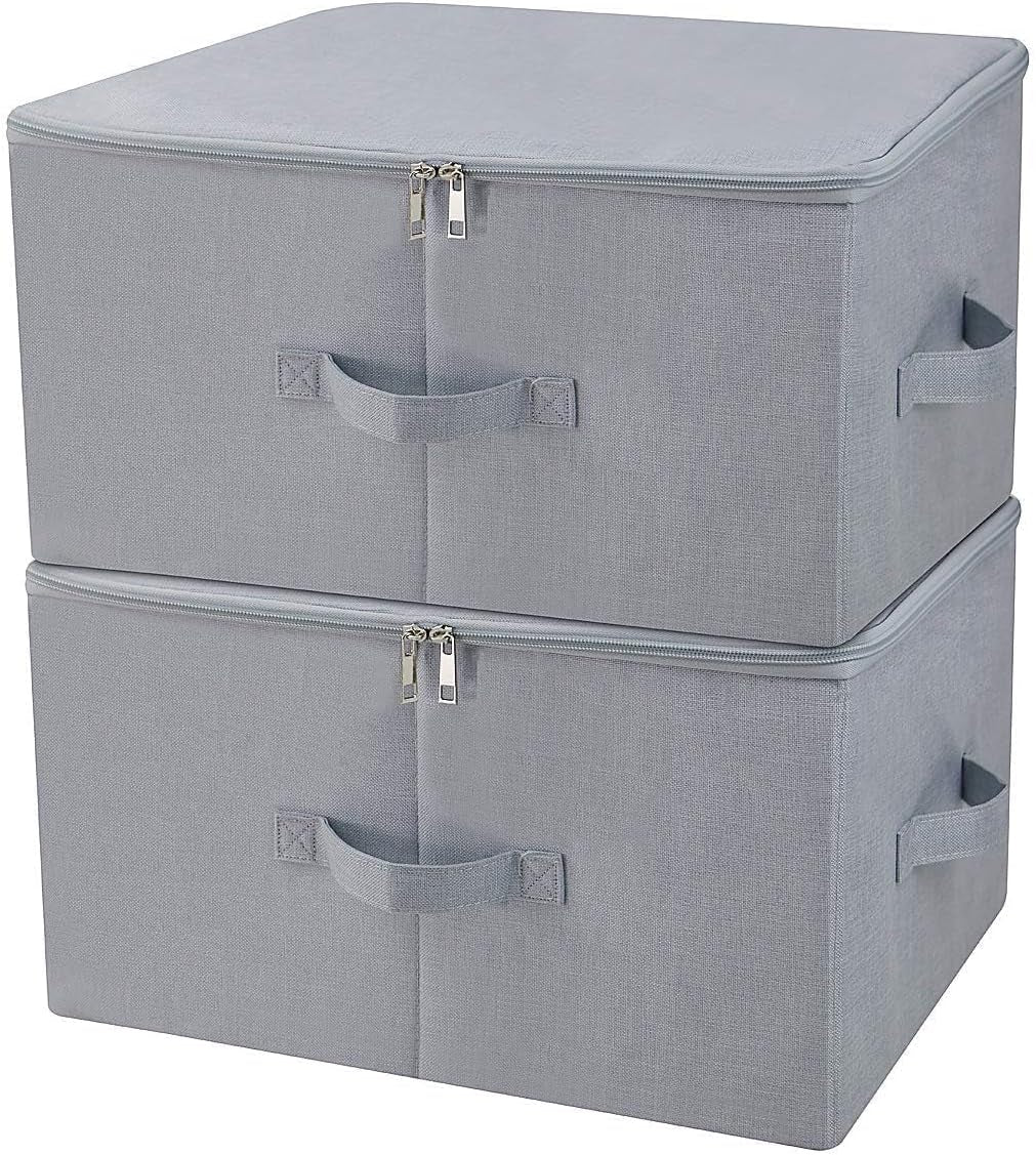 17.6 X 13.6 X 9.7",Folding Closet Clothes Storage Boxes with Zip Lid, 2 PCS