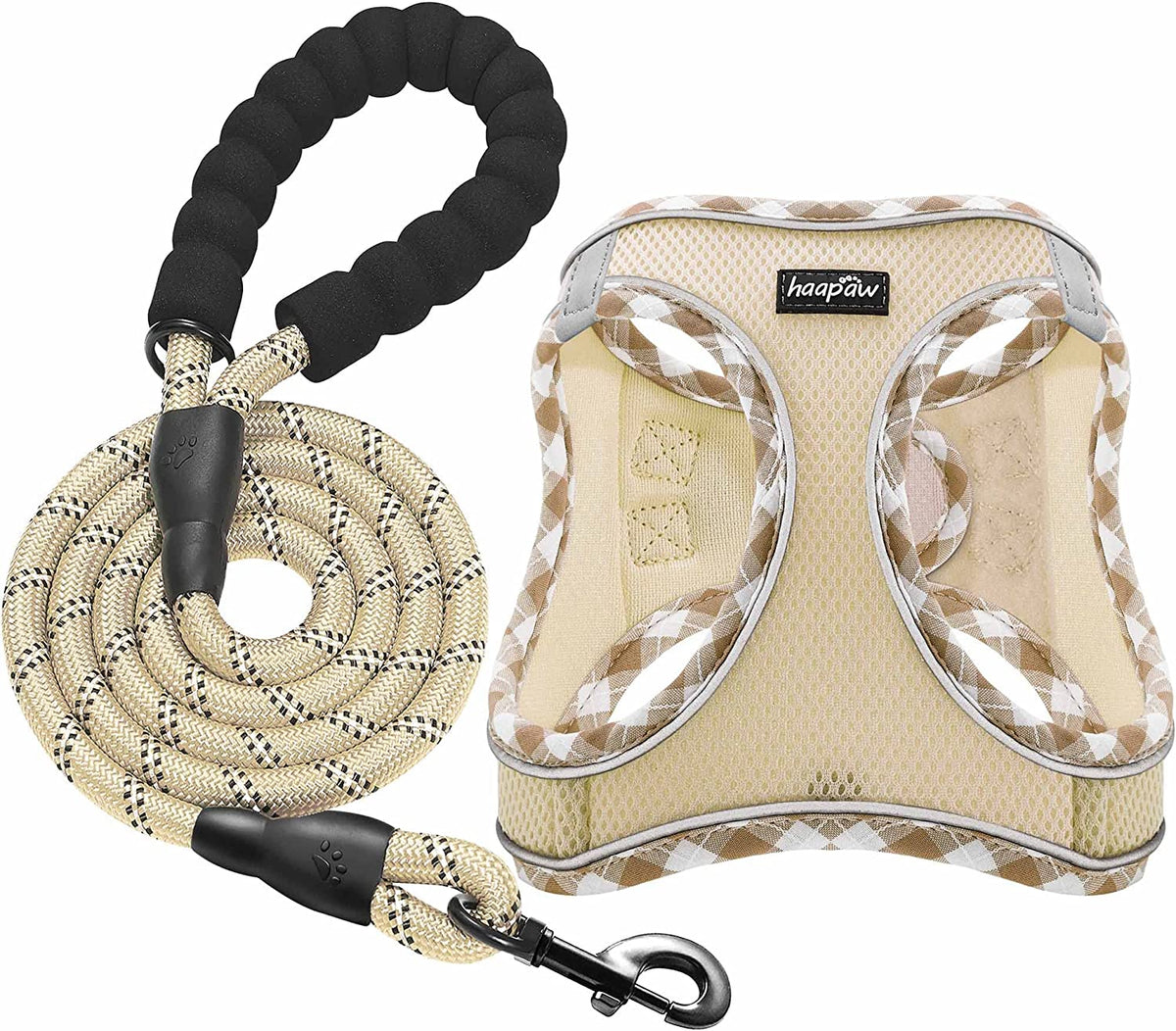 Haapaw Dog Harness with Leash Set, No Pull Adjustable Reflective Step-In Puppy Harness with Thickened Padded Vest for Extra-Small/Small Medium Dogs