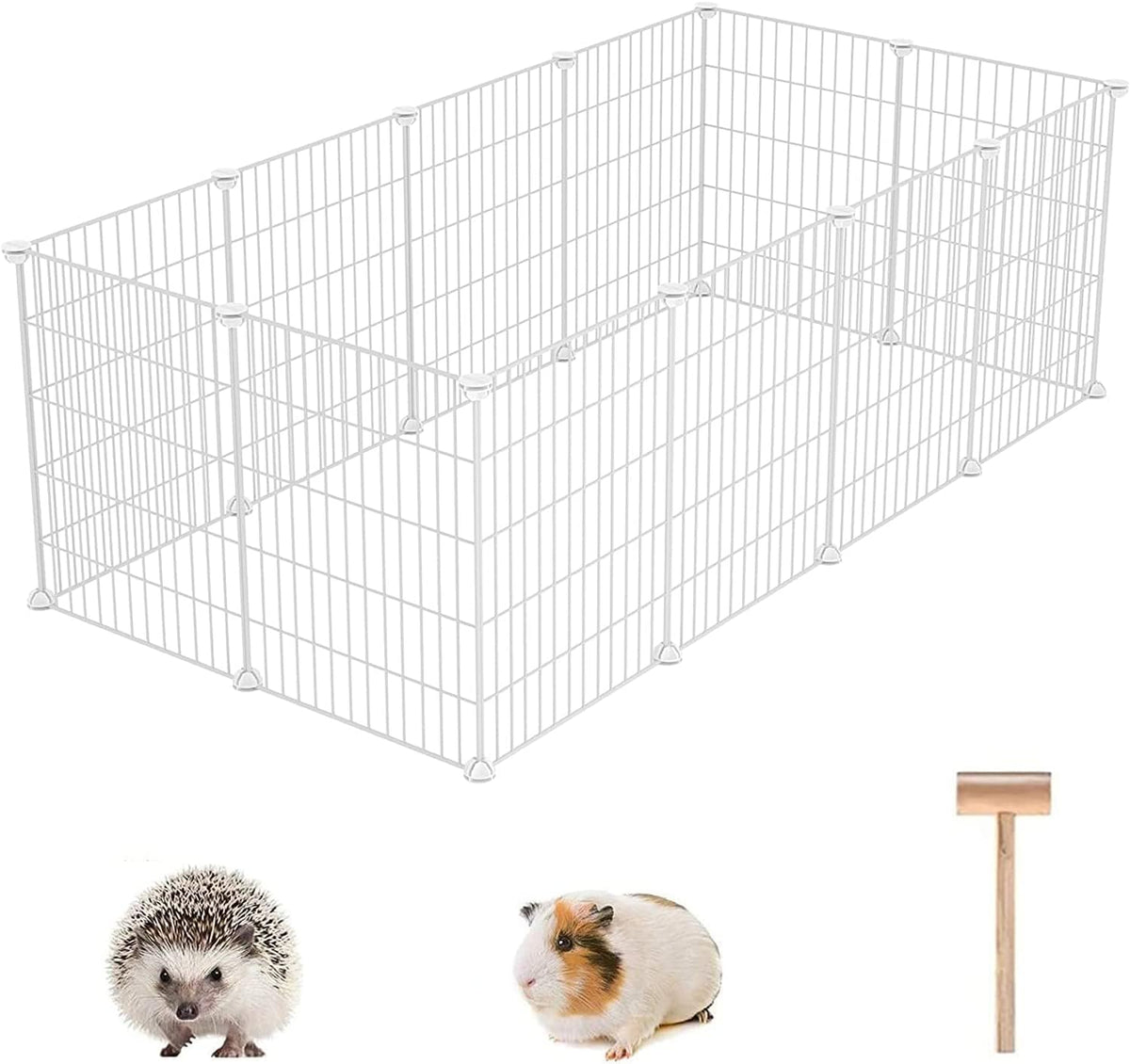 C&AHOME Pet Playpen, Small Animals Supplies, 12 Panels, 12" × 15", White