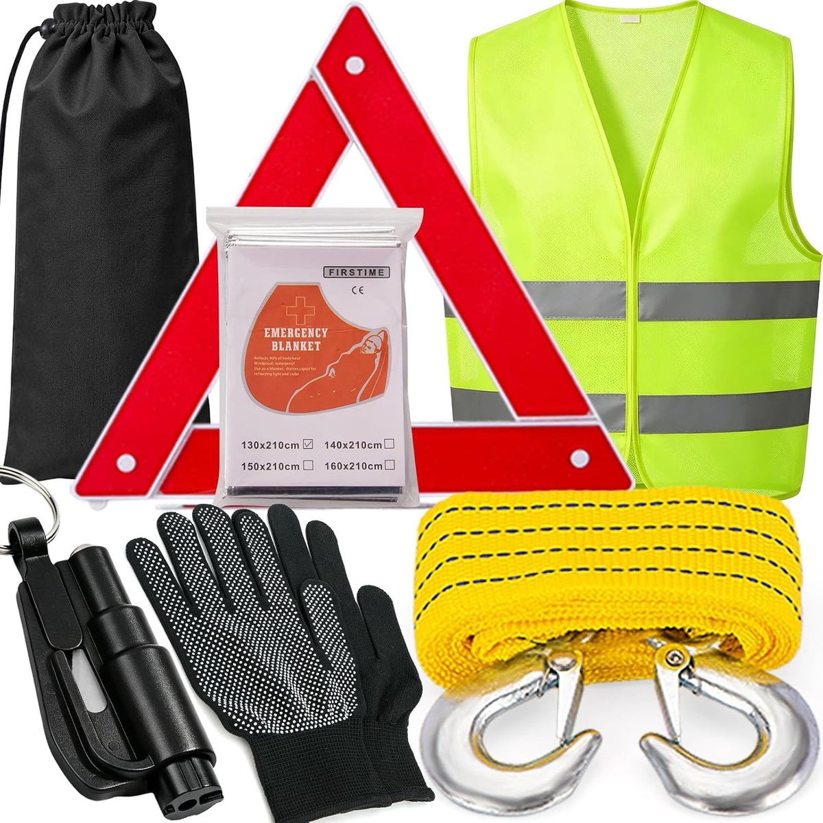 Car Roadside Emergency Kit Automotive Car Safety Kits for Vehicles Woman Man Teen Black