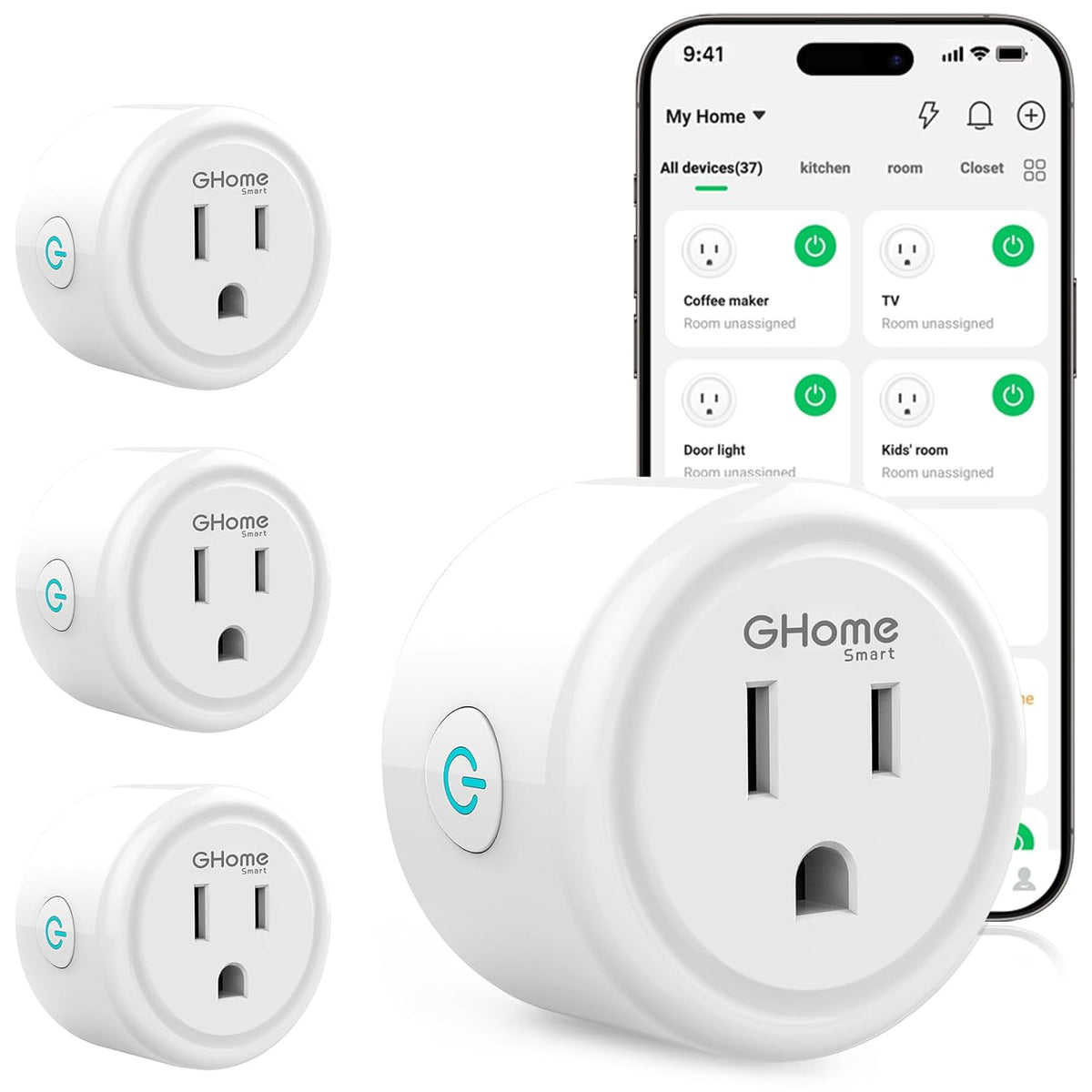 Ghome Smart Plug, Wifi Smart Plugs That Work with Alexa and Google Home