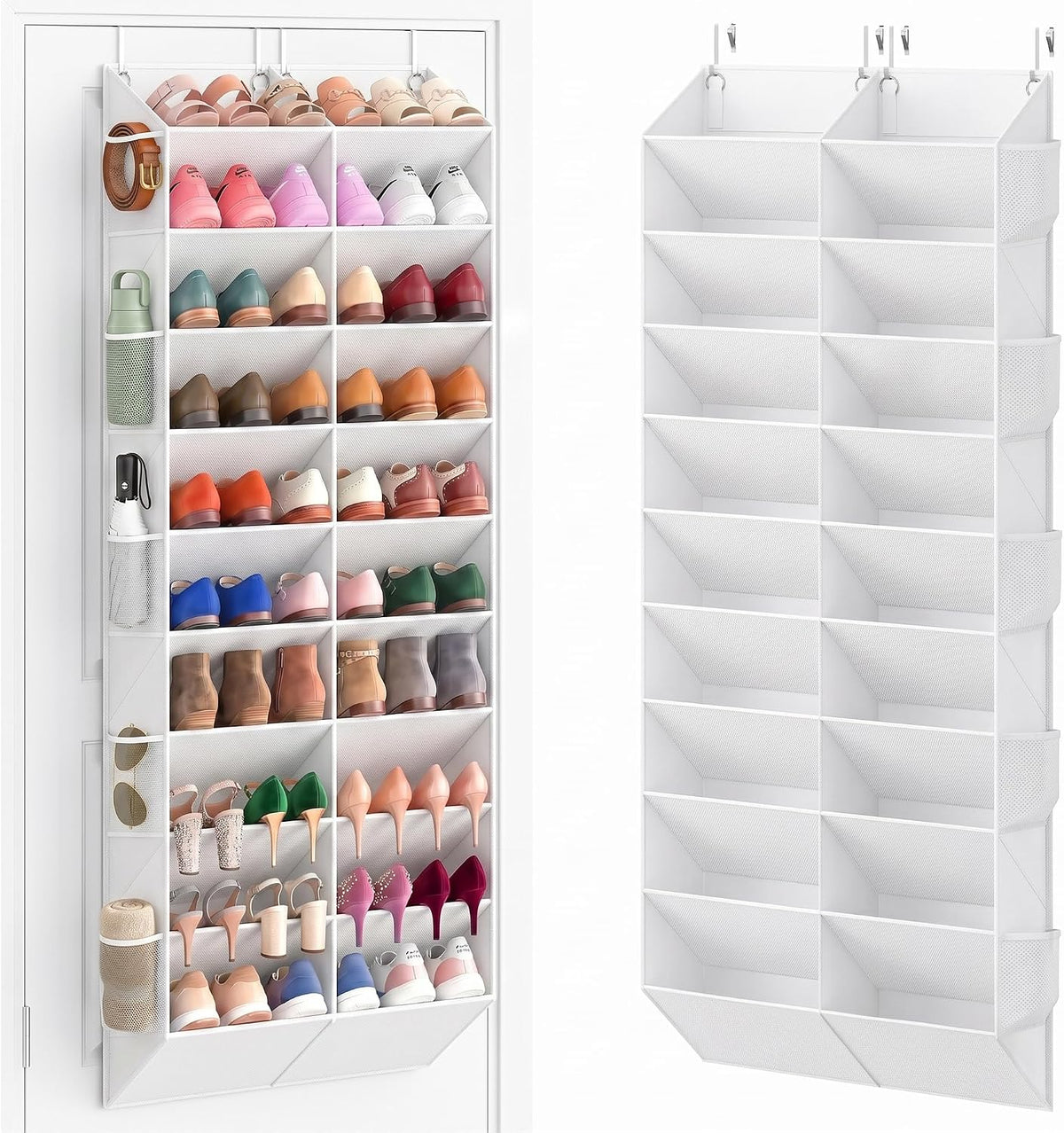 UVIAHOMI 20-30 Pairs over the Door Shoe Organizer with Side Mesh Pockets