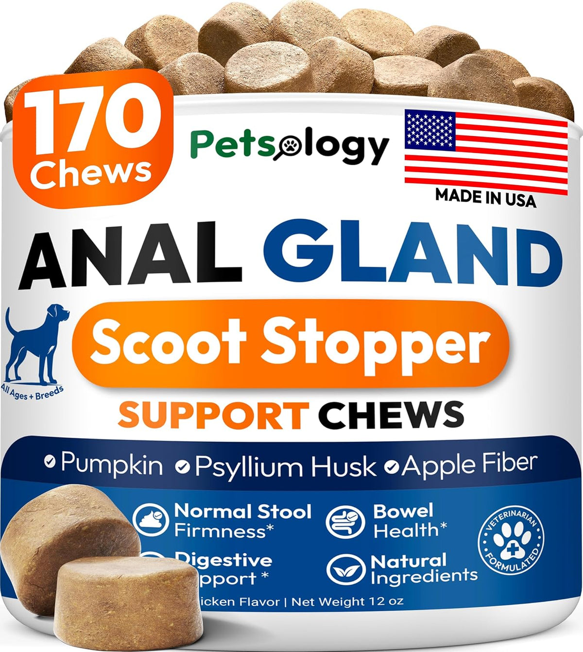Anal Gland Support Chews for Dogs - 170 Ct - Scoot Treatment Supplement