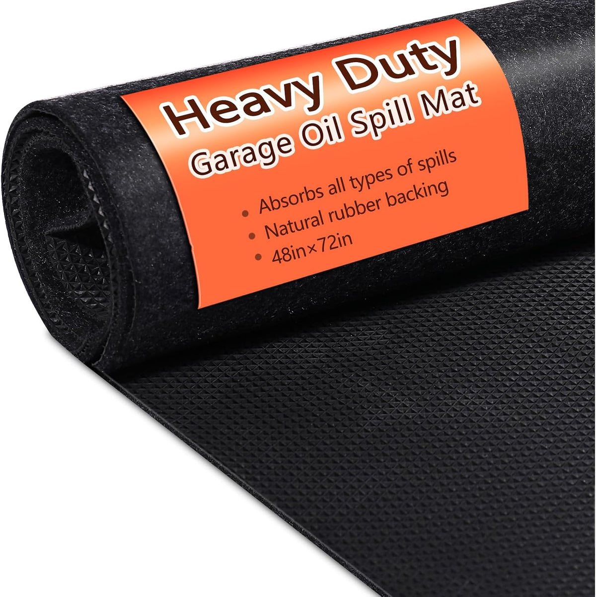 Oil Spill Mat, 48×72 Inch Garage Floor Mat for under Car, Waterproof, Reusable Washable Premium Oil Absorbent Pads Protects Floor from Oil Drips and Spills, Non-Slip, Black (48" X 72")