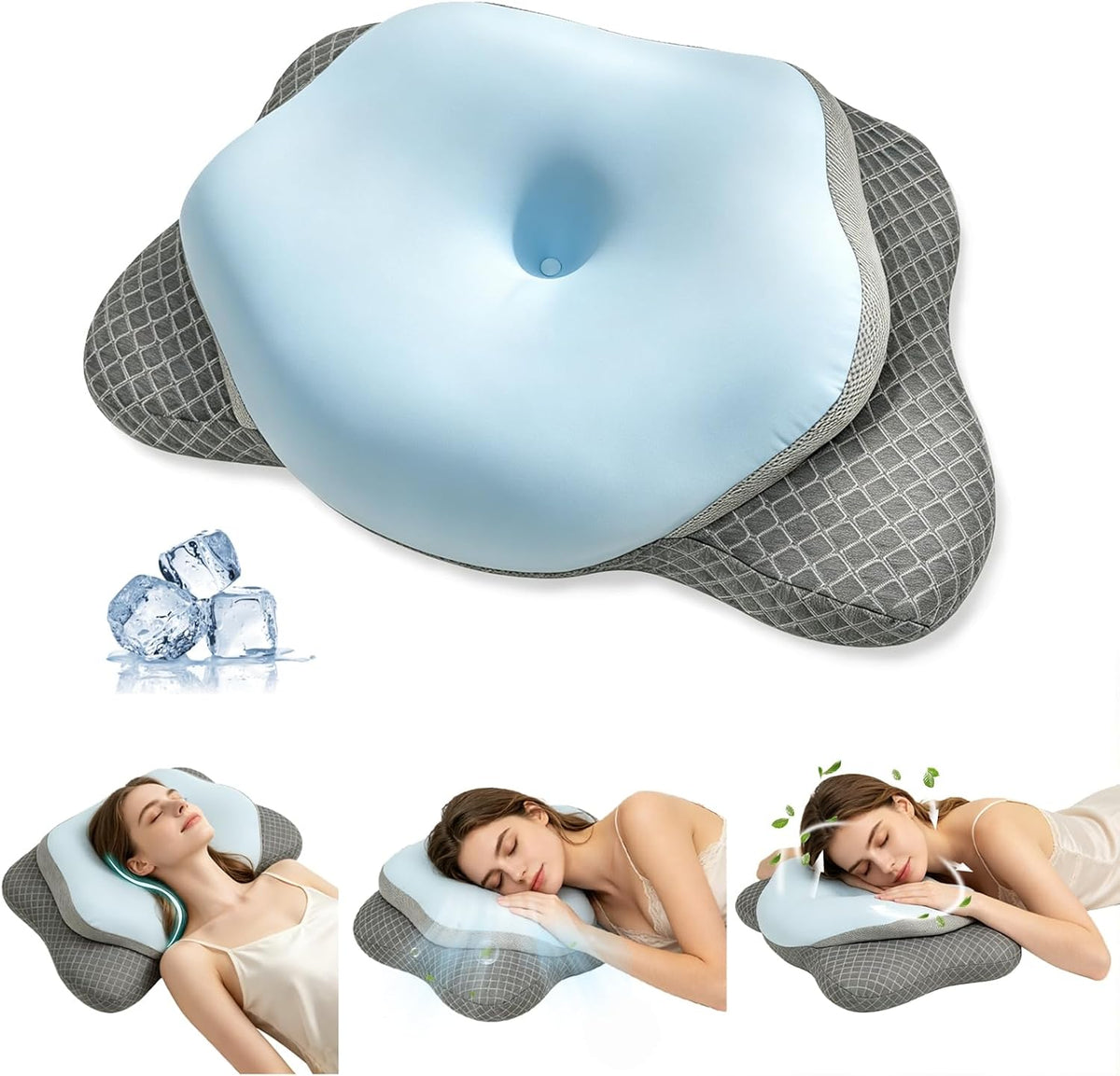 Butterfly Ergonomic Neck Pillow, Breathable Cooling Memory Foam Pillow, Relieves Neck Pain, Improves Sleep Breathing, Suitable for Back, Side and Stomach Sleepers, Ideal for Adults