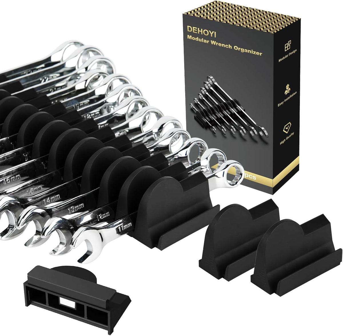 DEHOYI 48 PCS MAGNETIC Modular Wrench Organizer for Tool Box, Metric & SAE