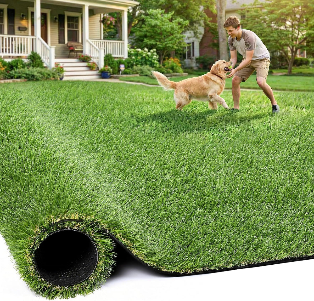 Artificial Grass Rug Indoor Outdoor 6 X 10FT Faux Grass with Drainage Holes