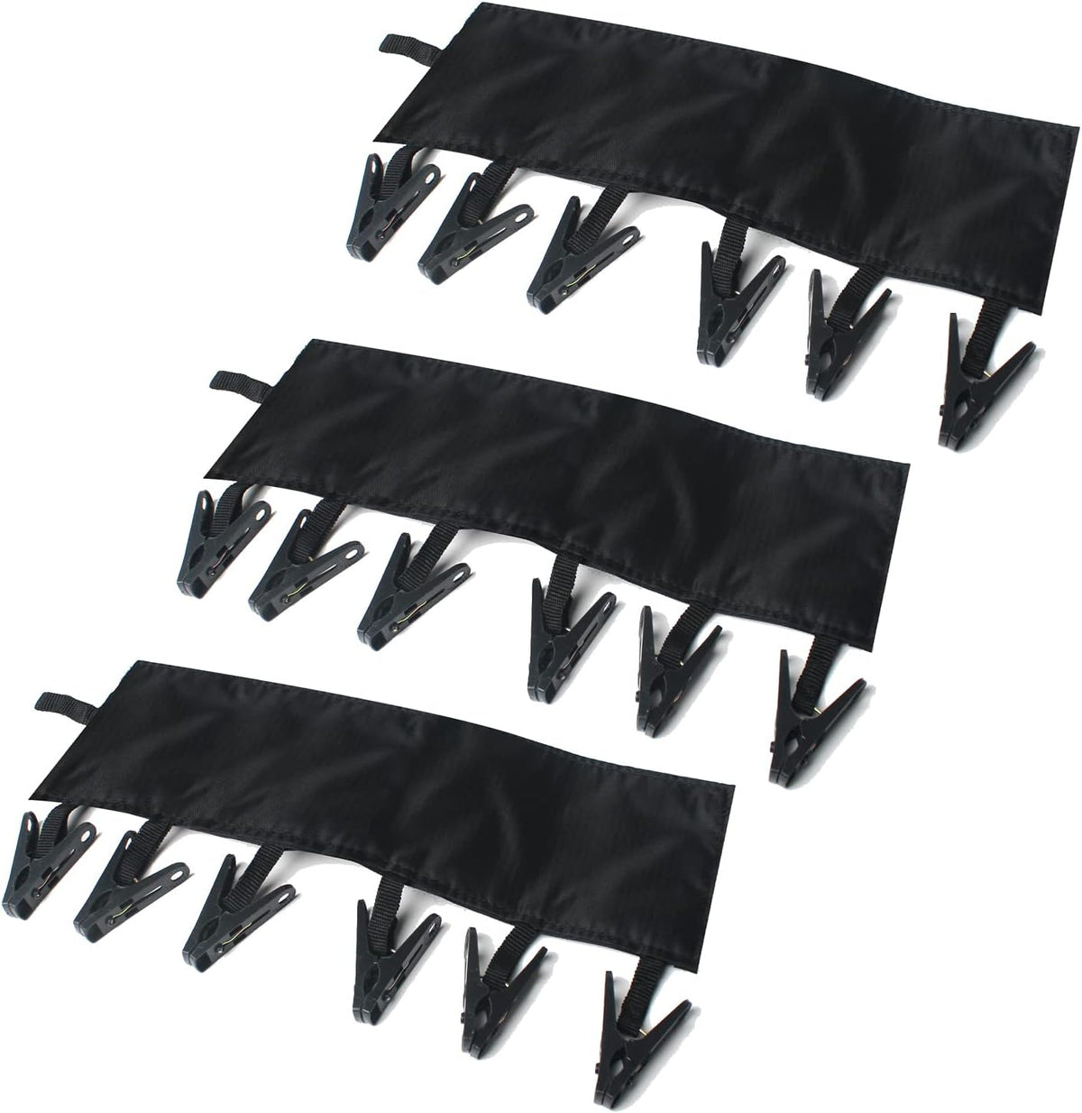 Tambee Portable Hanger Clips Travel Clothesline Travel Hangers Towel Drying Rack Clothing Hanger Folding Portable Sock Dock Swimsuit Drying Rack Hanger with 6 Clips Pack of 3 (Black)