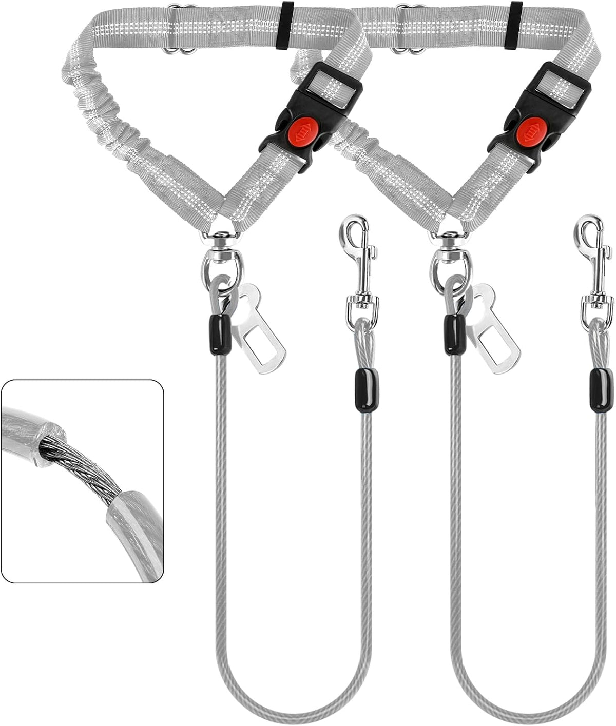 Dog Seat Belt for Car,Chew Proof Dog Car Seat Belt,2 in 1 Car Harness for Dogs Safety Seat Belt,Heavy Duty Pet Seat Belt for Medium & Large Dogs Chewer