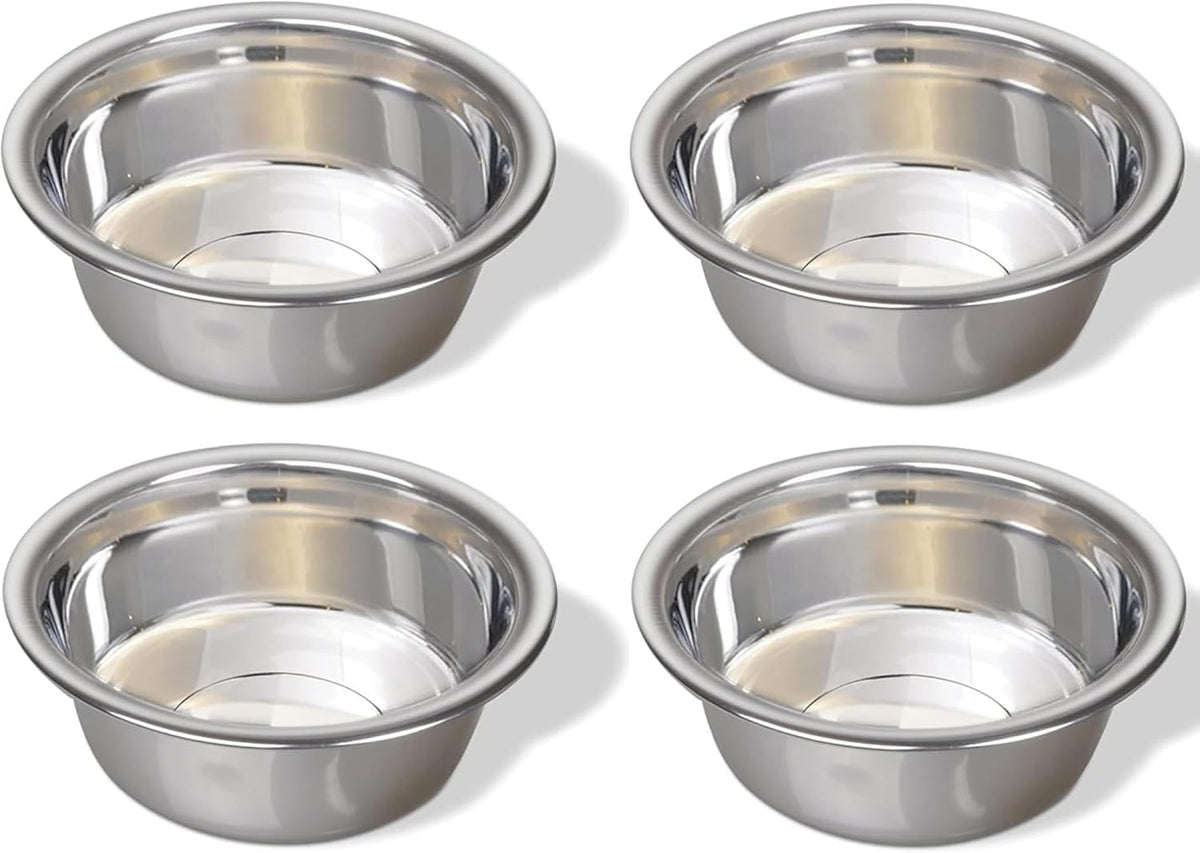 4 Pack - 6.75 Cup (1.6 Liter) Stainless Steel Dog Bowls – Metal Dog Food Bowls, Dog Water Bowls, Pet Feeding Bowls, Replacement Bowls for Raised Stands, Rust Resistant, Dishwasher Safe