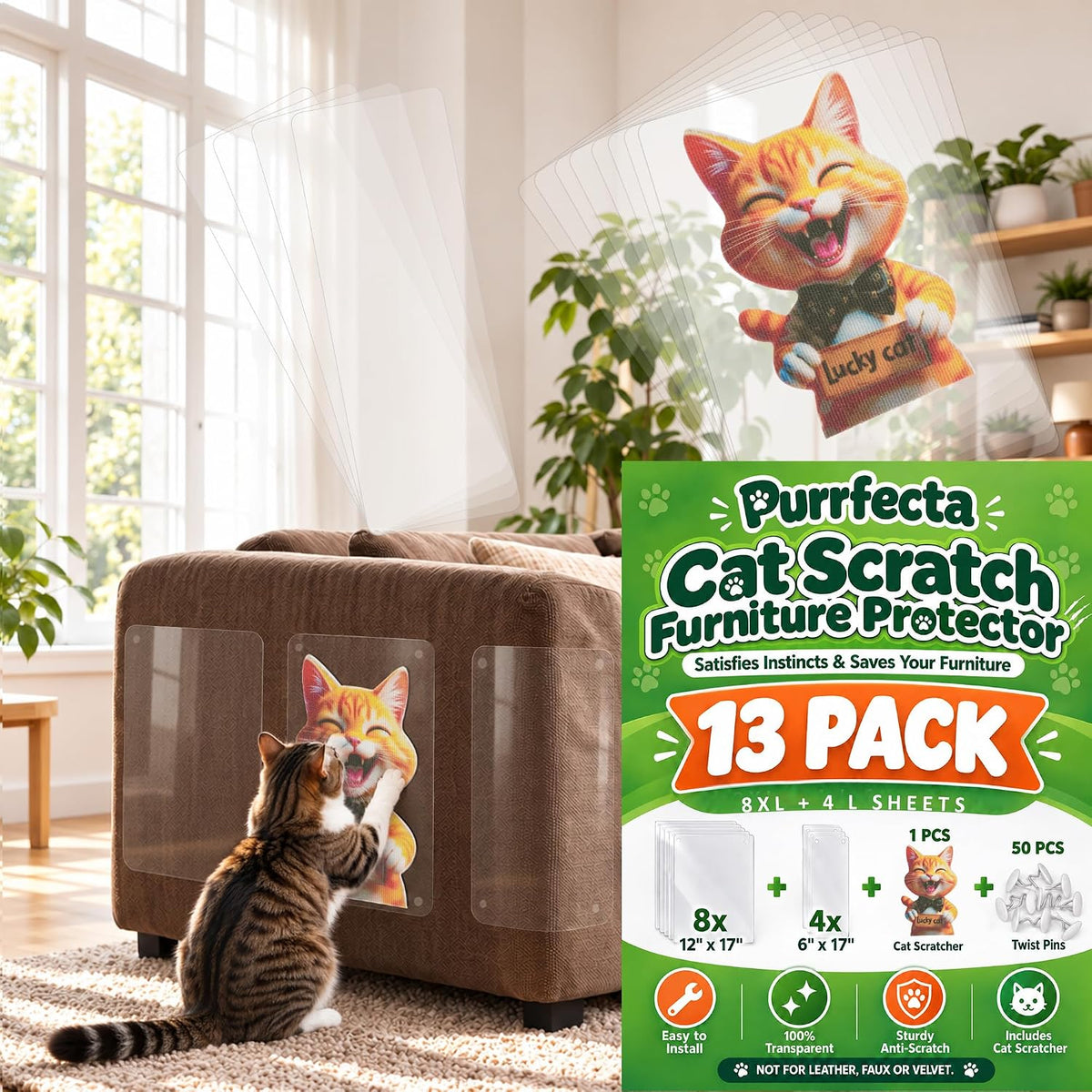 13 Pack anti Cat Scratch Furniture Protector&1 Pack Cat Scratcher Pad