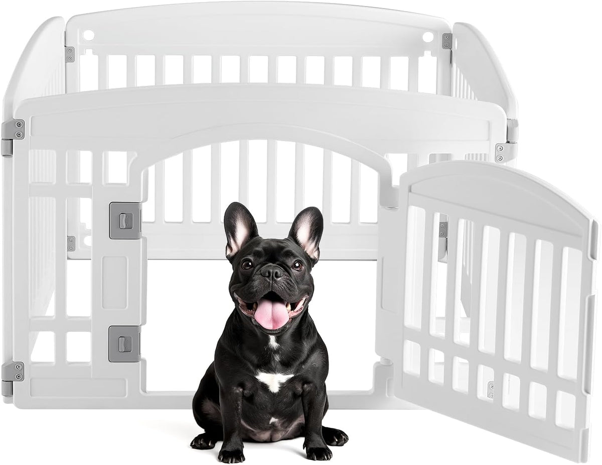 DUMOS Plastic Dog Playpen, 4 Panels 24 Inch Small Pet Fence Play Pen