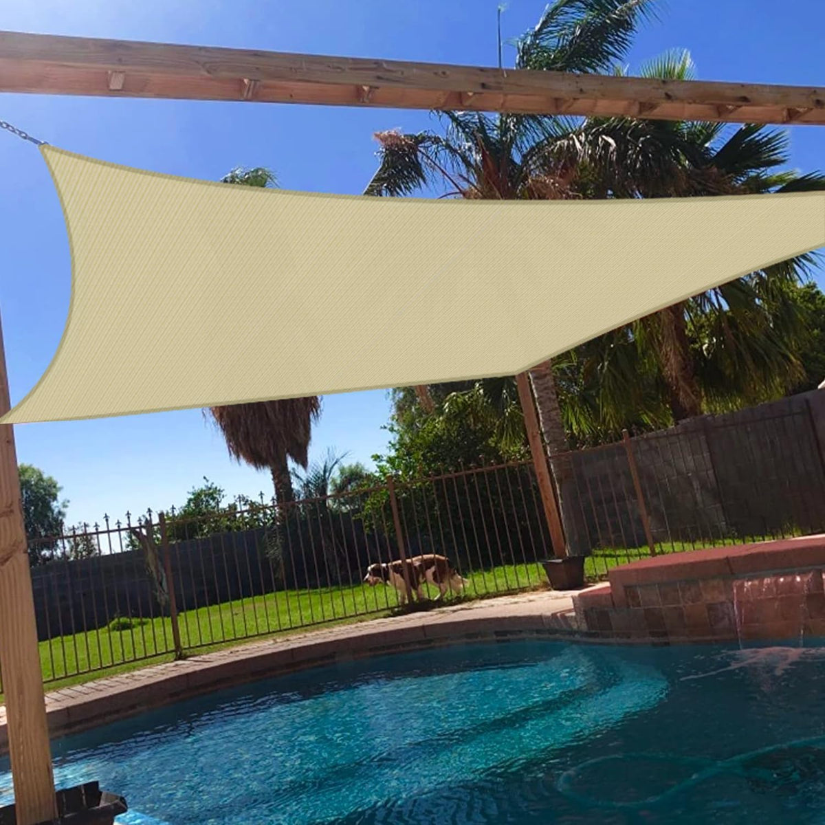 Windscreen4Less 16' X 20' Sun Shade Sail Rectangle Outdoor Canopy Cover UV Block for Backyard Porch Pergola Deck Garden Patio (Beige)