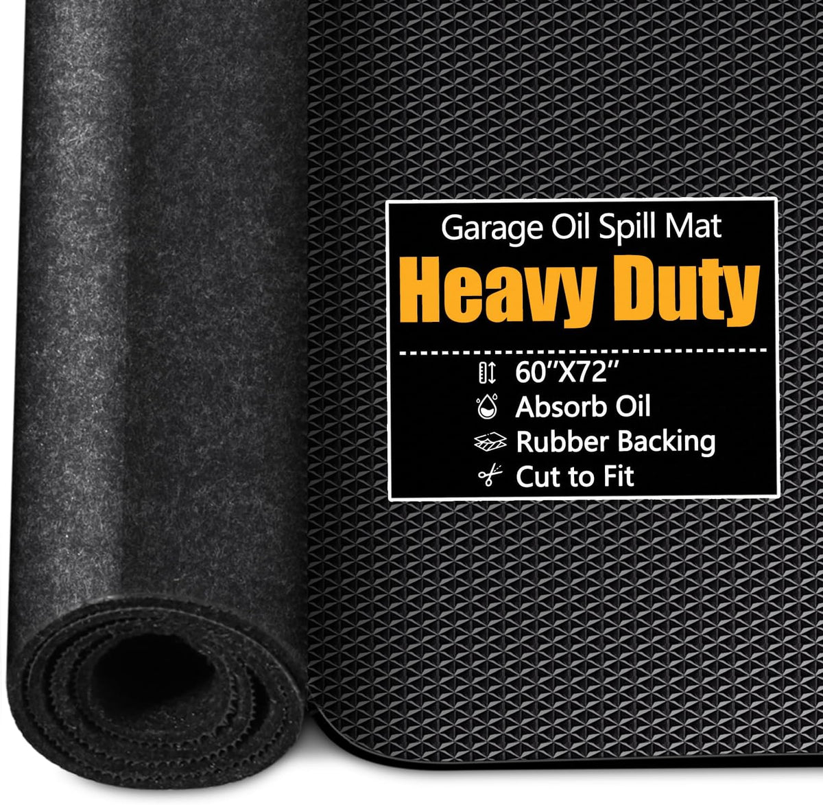 Garage Floor Mat, 60" X 72" Oil Spill Mat with Rubber Backing