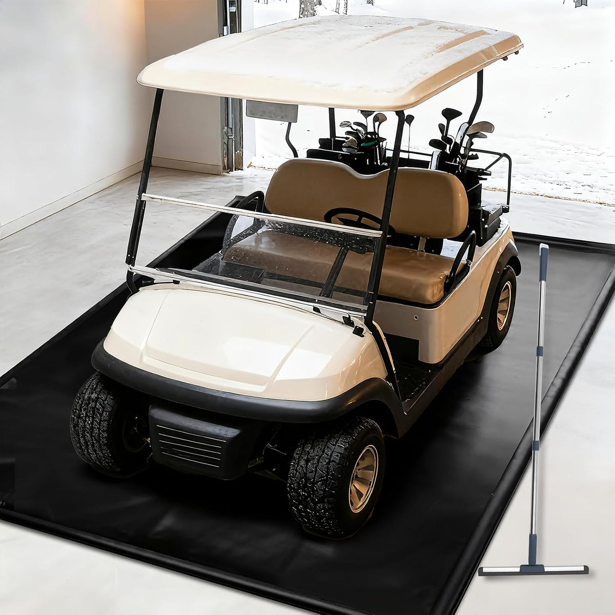 Garage Floor Mat(7'X9'), PVC Containment Mat with Rubber Wiper