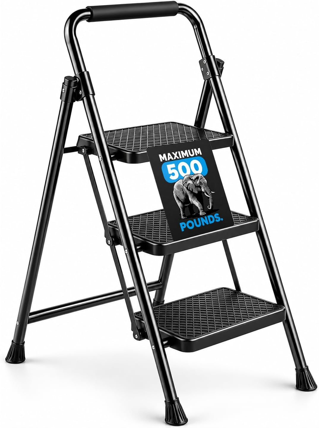 Step Ladder Folding Stool with Wide Anti-Slip Pedal
