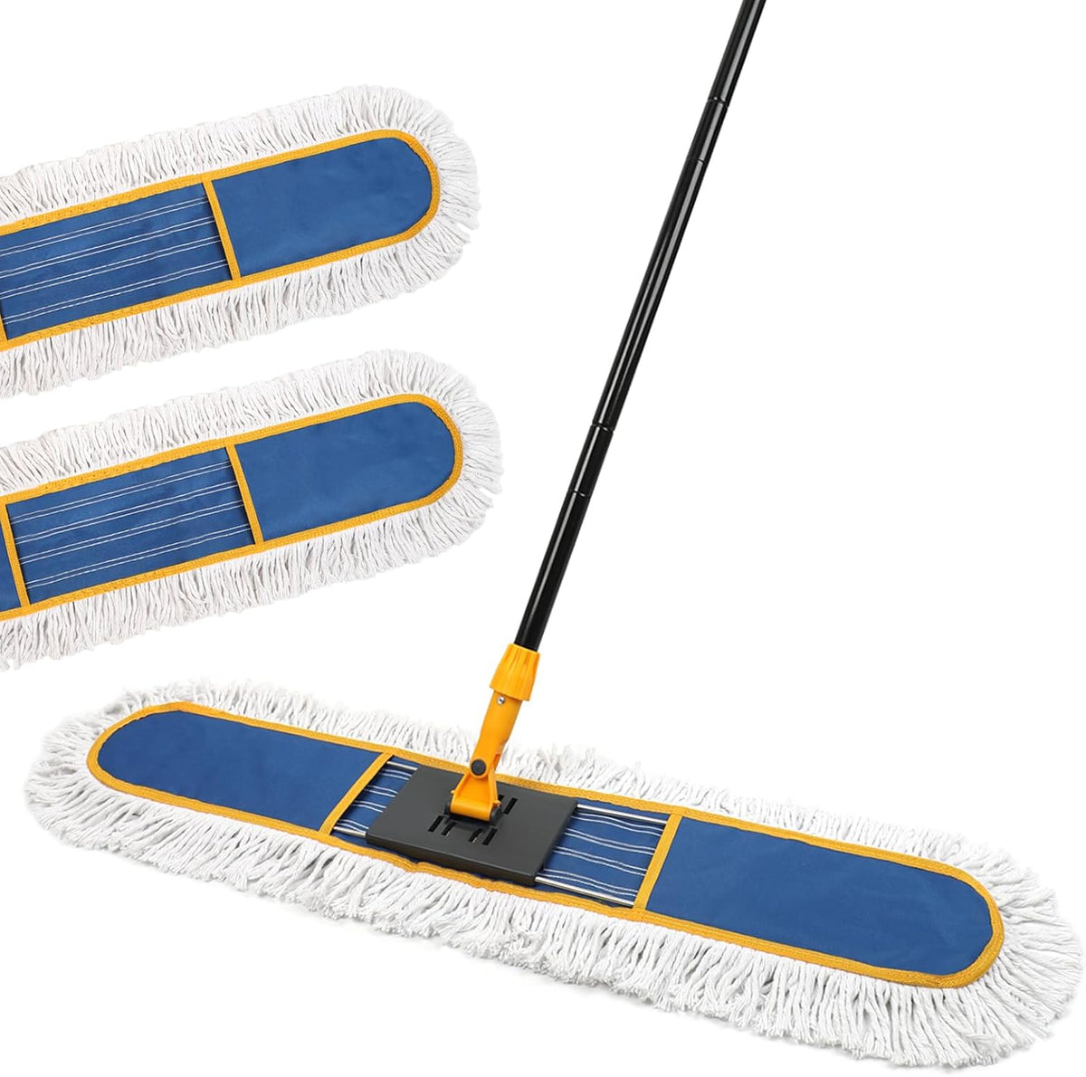 36" Commercial Dust Mop for Floor Cleaning, Heavy Duty Dry Dust Mop with 2 Mop Pads & 59" Long Handle, Professional Janitorial Floor Duster for Home, Garage, Hotel, School, Gym