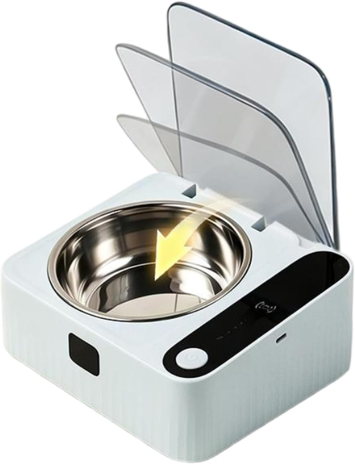 Smart Cat Bowl with Automatic Sensor Lid, Auto Open/Close Covered Cat Food Bowl, 7.5° Elevated Tilted 304 Stainless Steel Cat Dish, Rechargeable Feeding Bowl for Indoor Cat & Small Dog