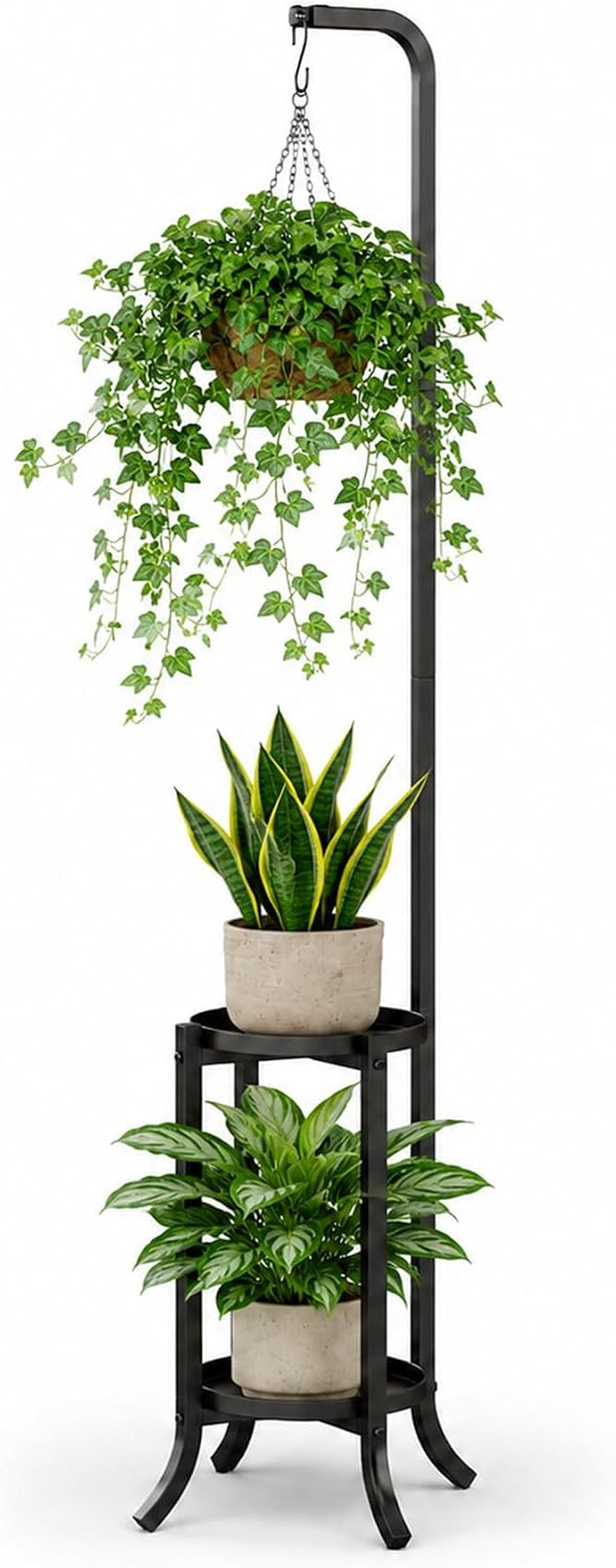 Bamworld 2-Tier Hanging Plant Stand, 61" Tall Corner Plant Shelf