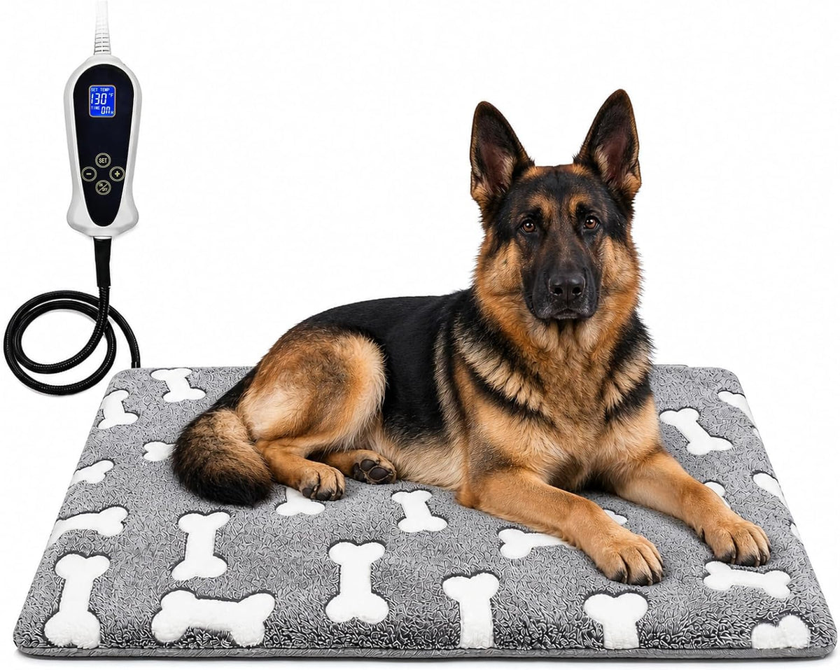 Large Dog Heating Pad 34×21In Obtained MET&UL Dual Certification-Gray