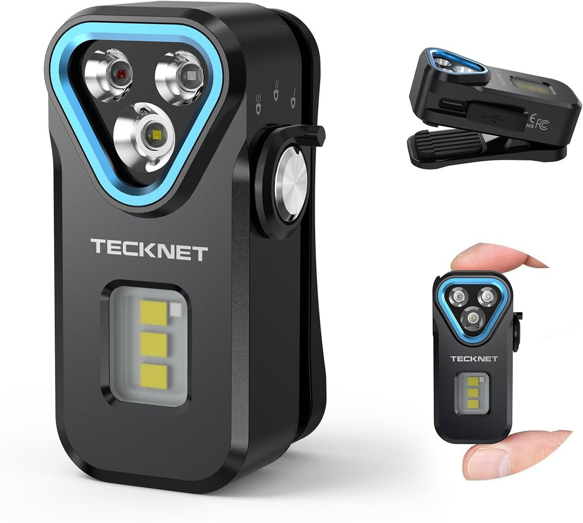 TECKNET EDC Flashlight Clip-On Light, Rechargeable Mini Pocket Flashlight