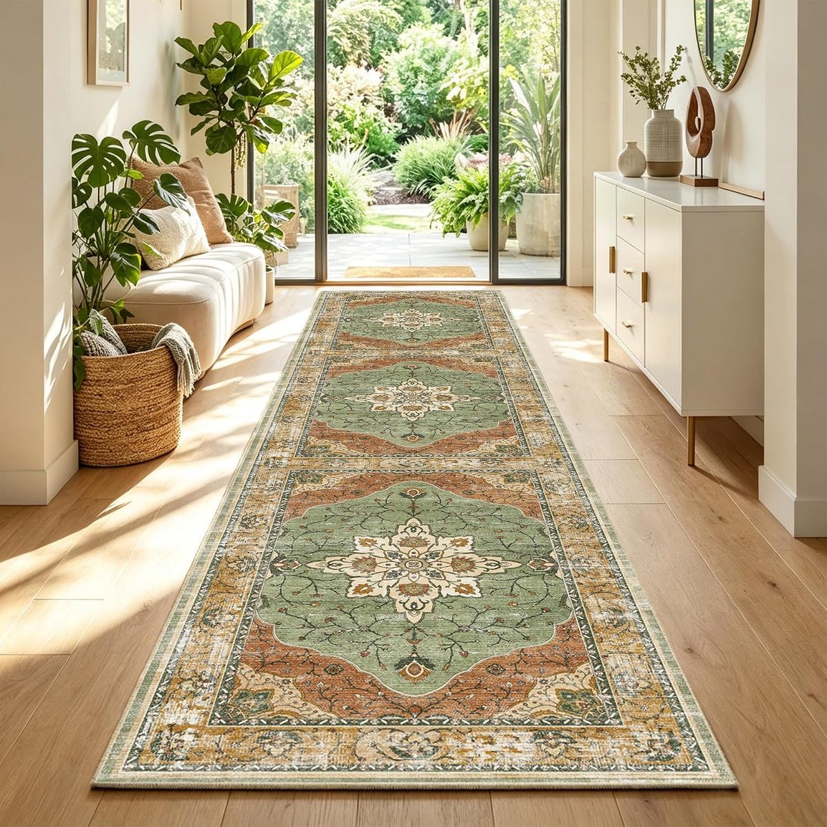 YARNSCAPE 2'6" X 8' Machine Washable Runner Rug, Non-Slip Low-Pile Carpet